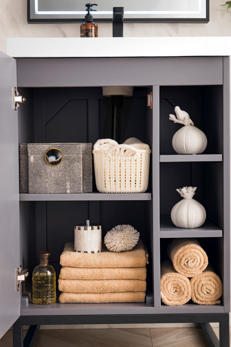 Alicante 24" Single Vanity with White Glossy Composite Stone Top