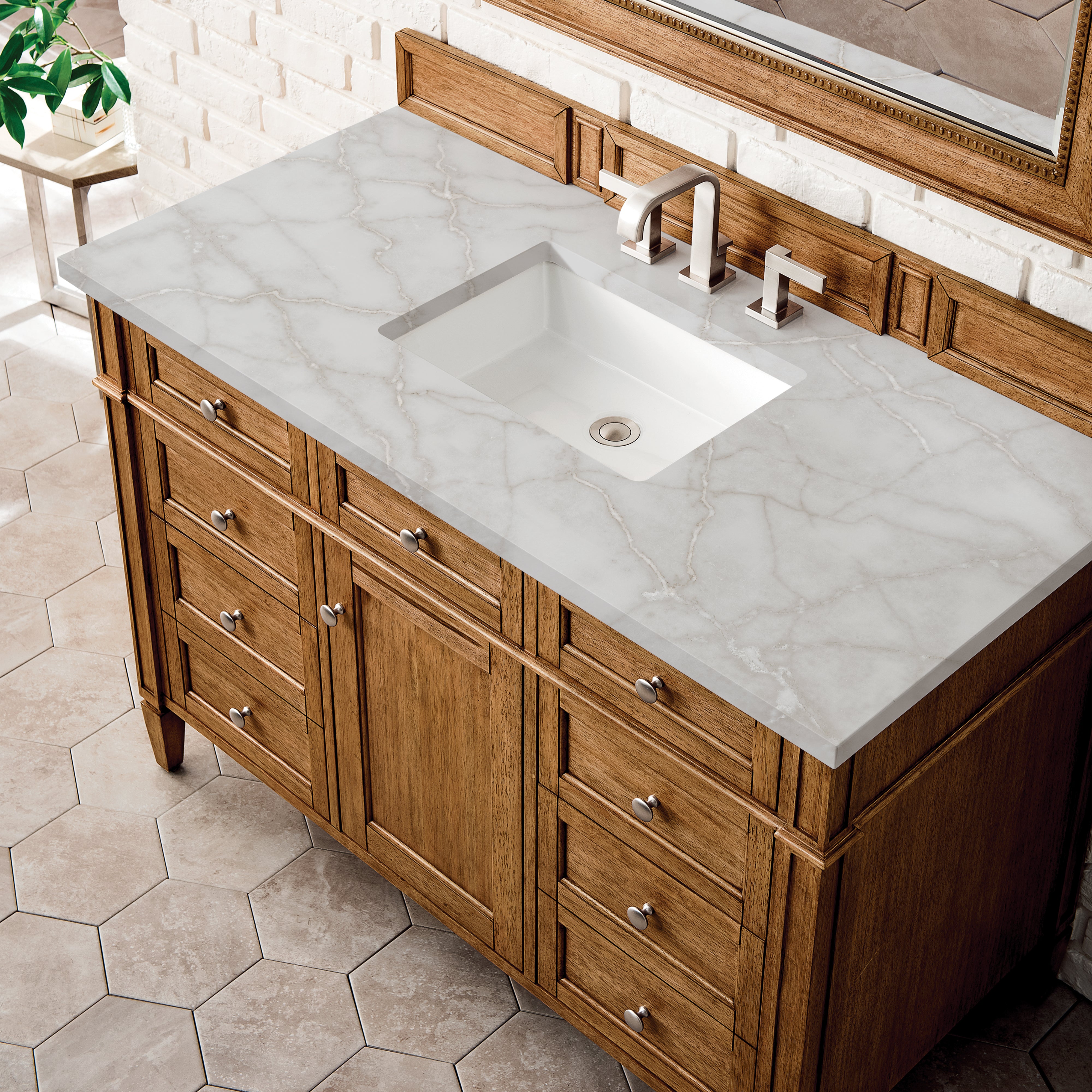 James Martin Brittany 48" Single Vanity in Saddle Brown with with 3cm Countertop