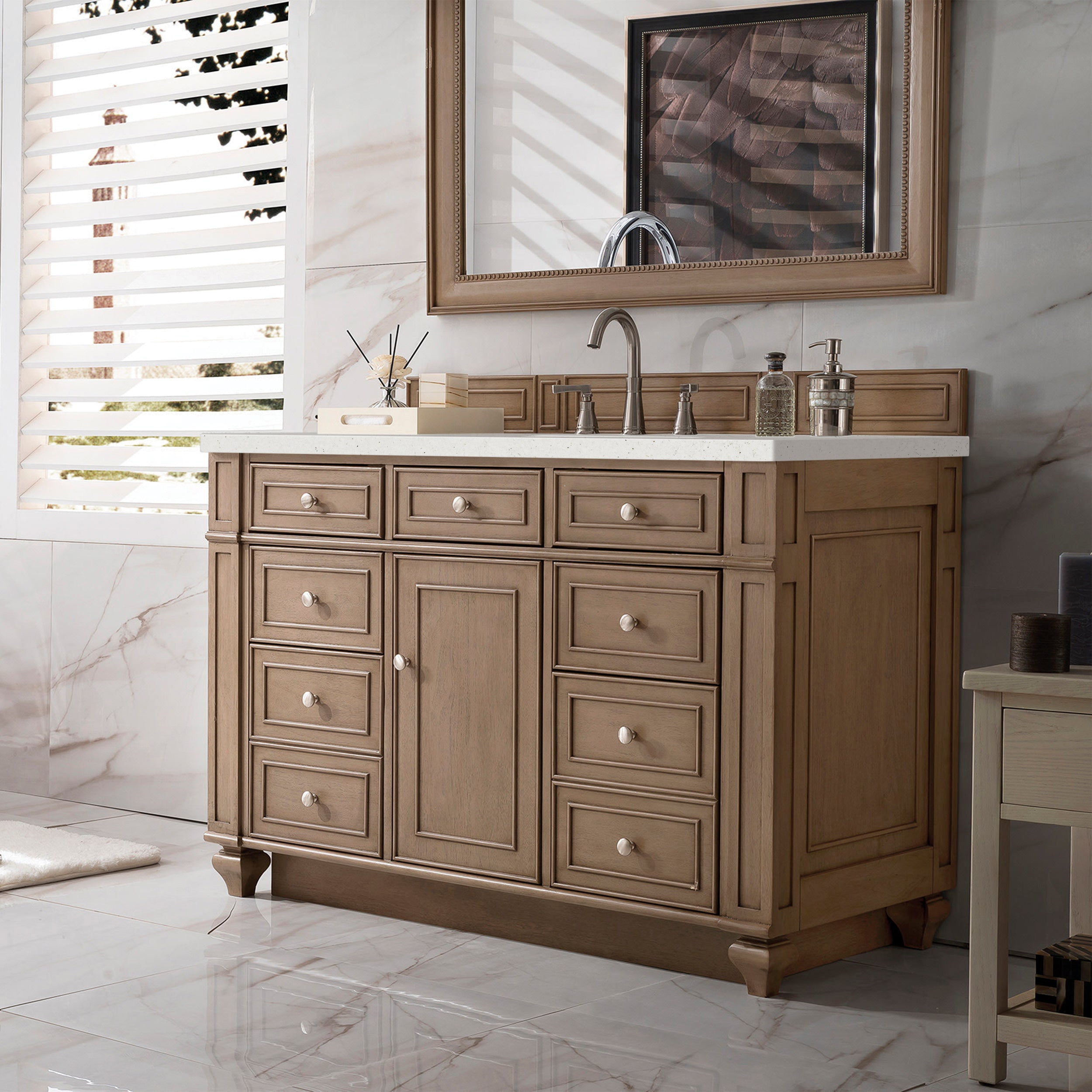James Martin Bristol 48" Single Vanity in Whitewashed Walnut with 3cm Countertop