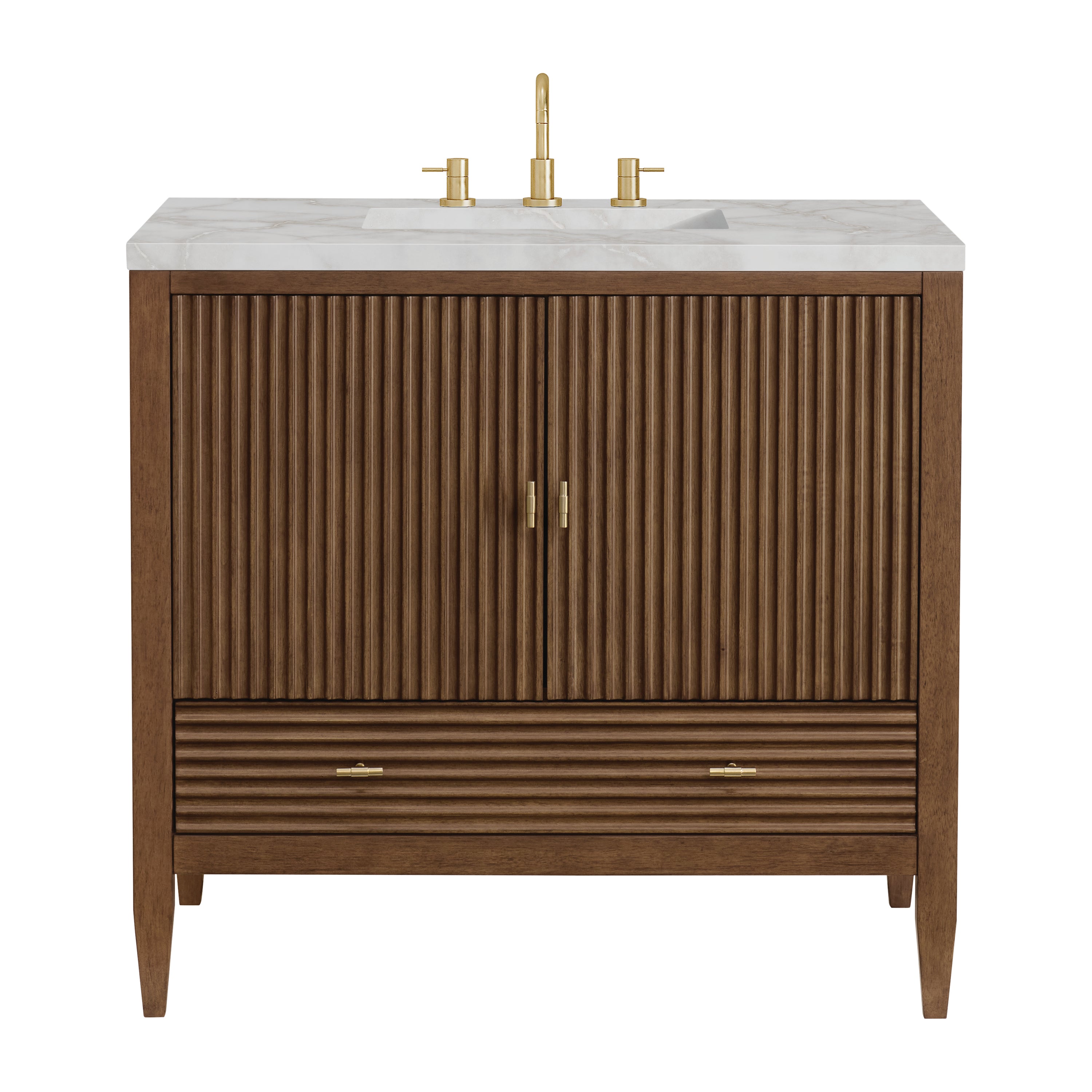 James Martin Myrrin 36" Vanity in Mid Century Walnut with 3cm Countertop