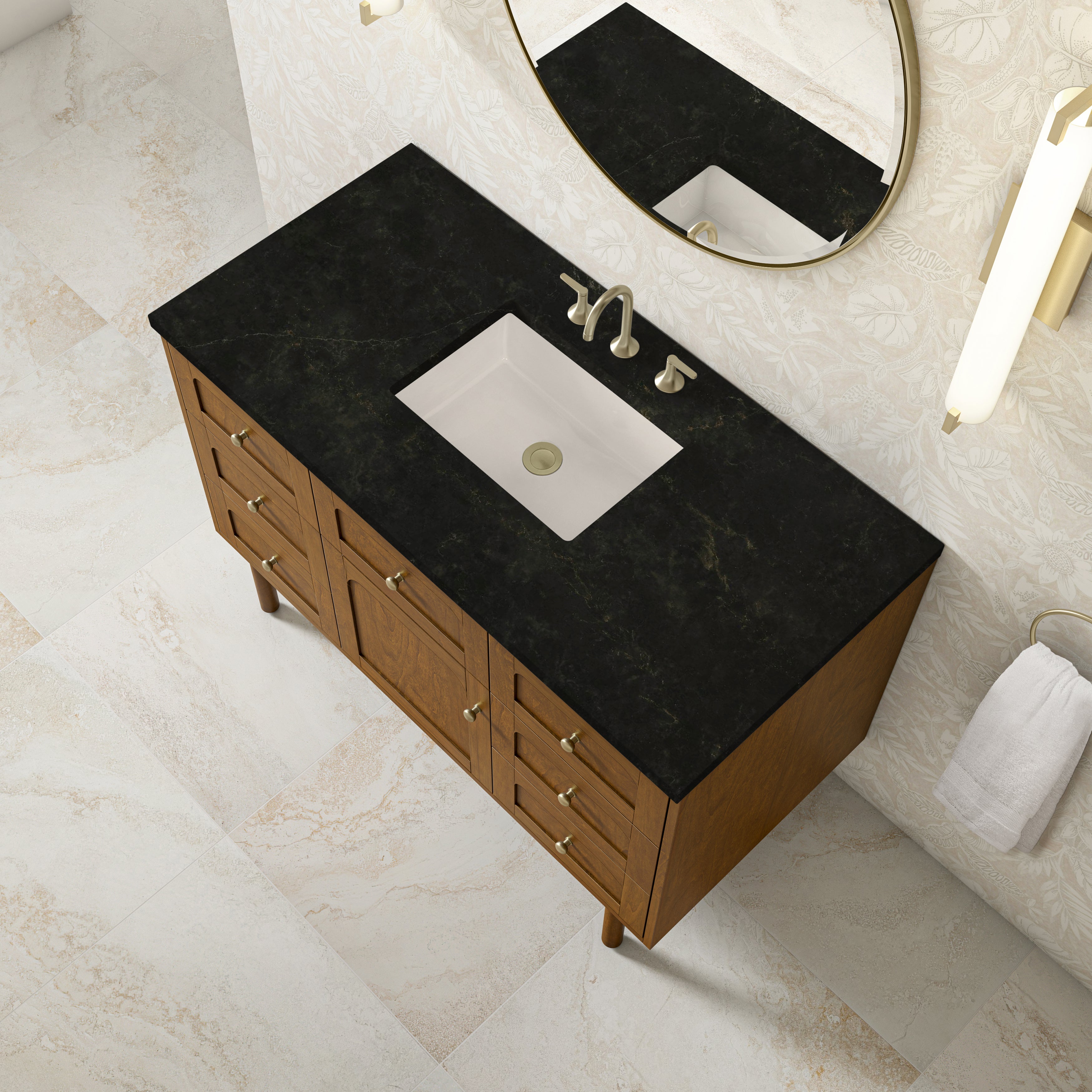 James Martin Laurent 48" Single Vanity in Honey Oak with 3cm Countertop
