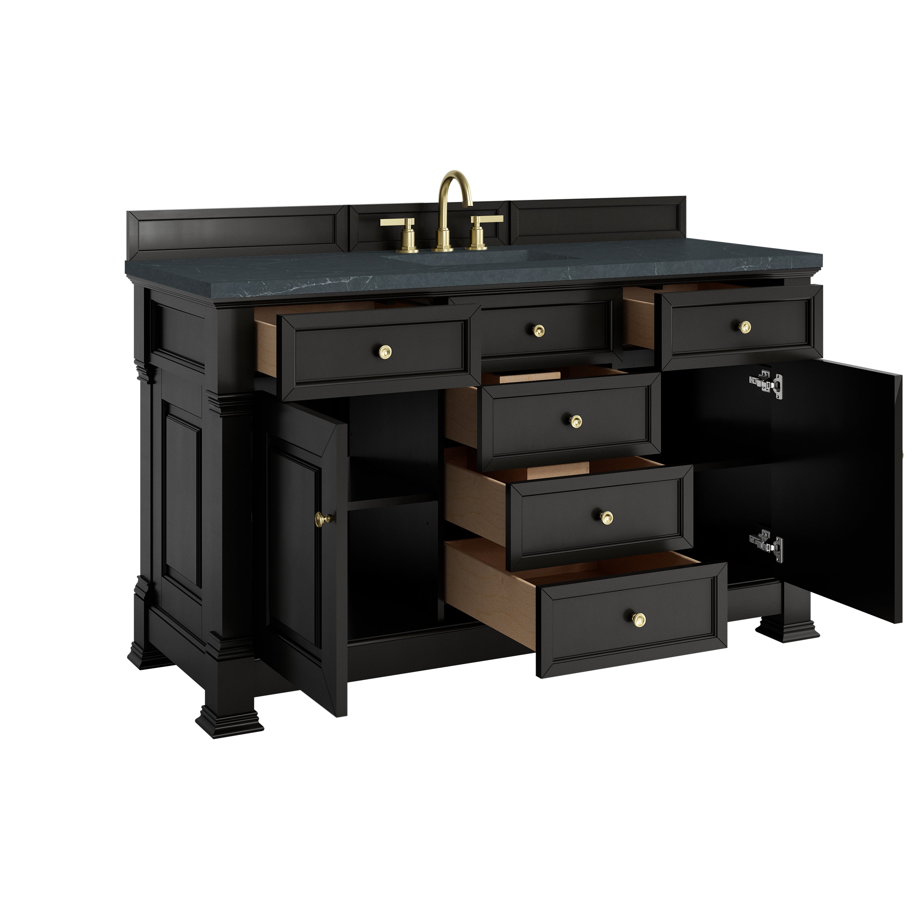 James Martin Brookfield 60" Single Vanity in Black Onyx with 3cm Countertop