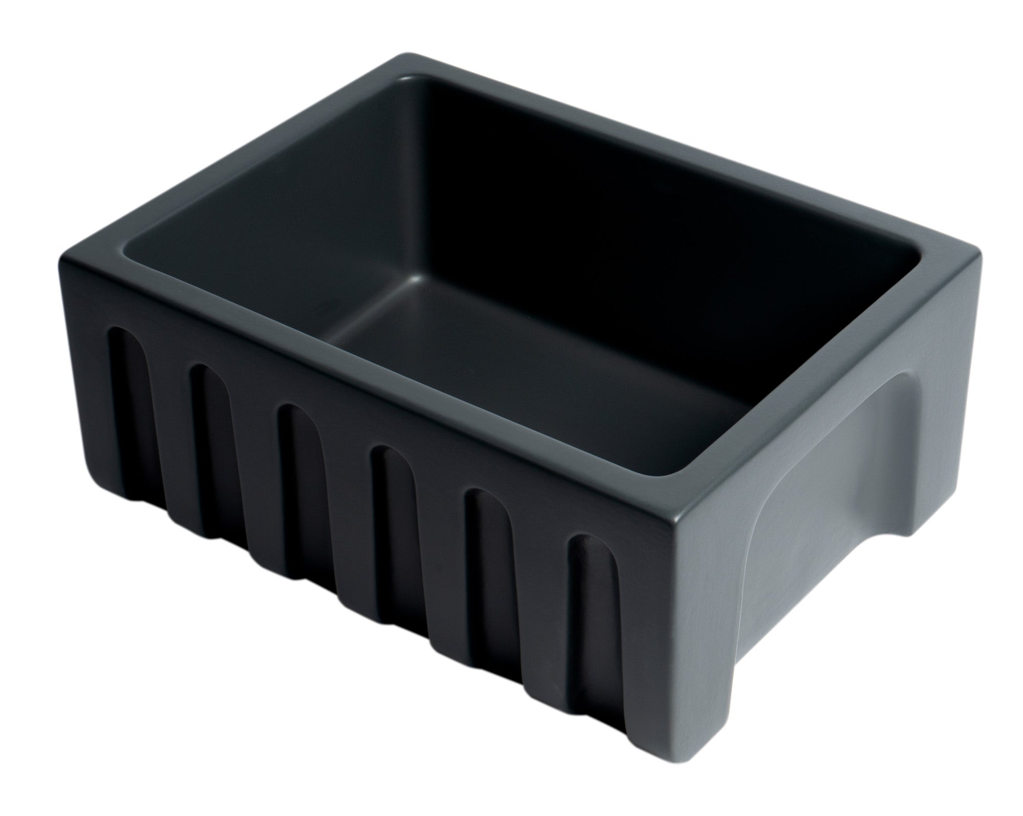 ALFI brand AB2418HS 24" Reversible Smooth / Fluted Single Bowl Fireclay Farm Sink – Biscuit, Black Gloss, Black Matte, White