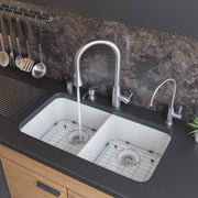 ALFI brand AB512UM AB512UM-W 32 inch White Double Bowl Fireclay Undermount Kitchen Sink