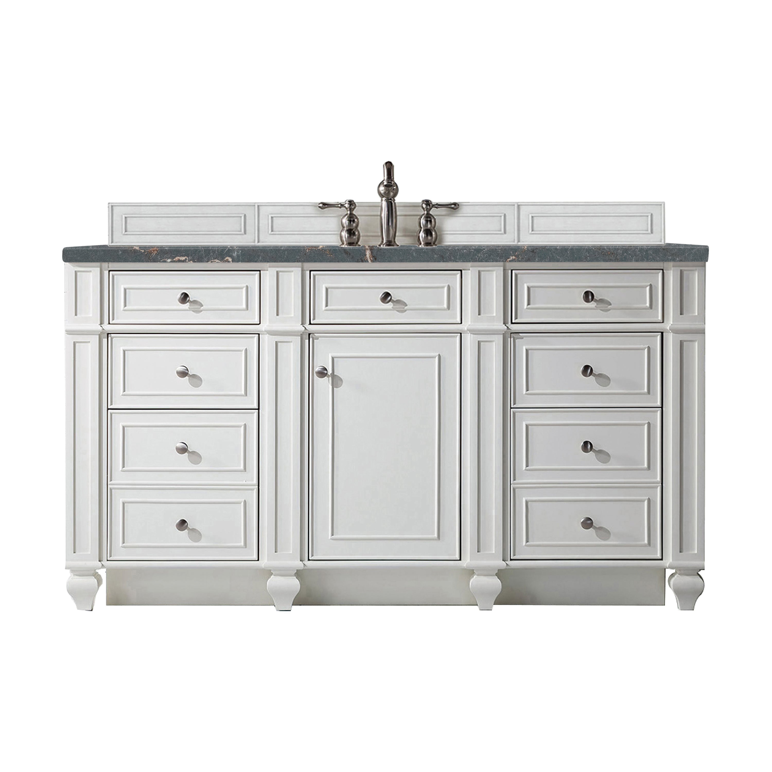 James Martin Bristol 60" Single Vanity in Bright White with 3cm Countertop
