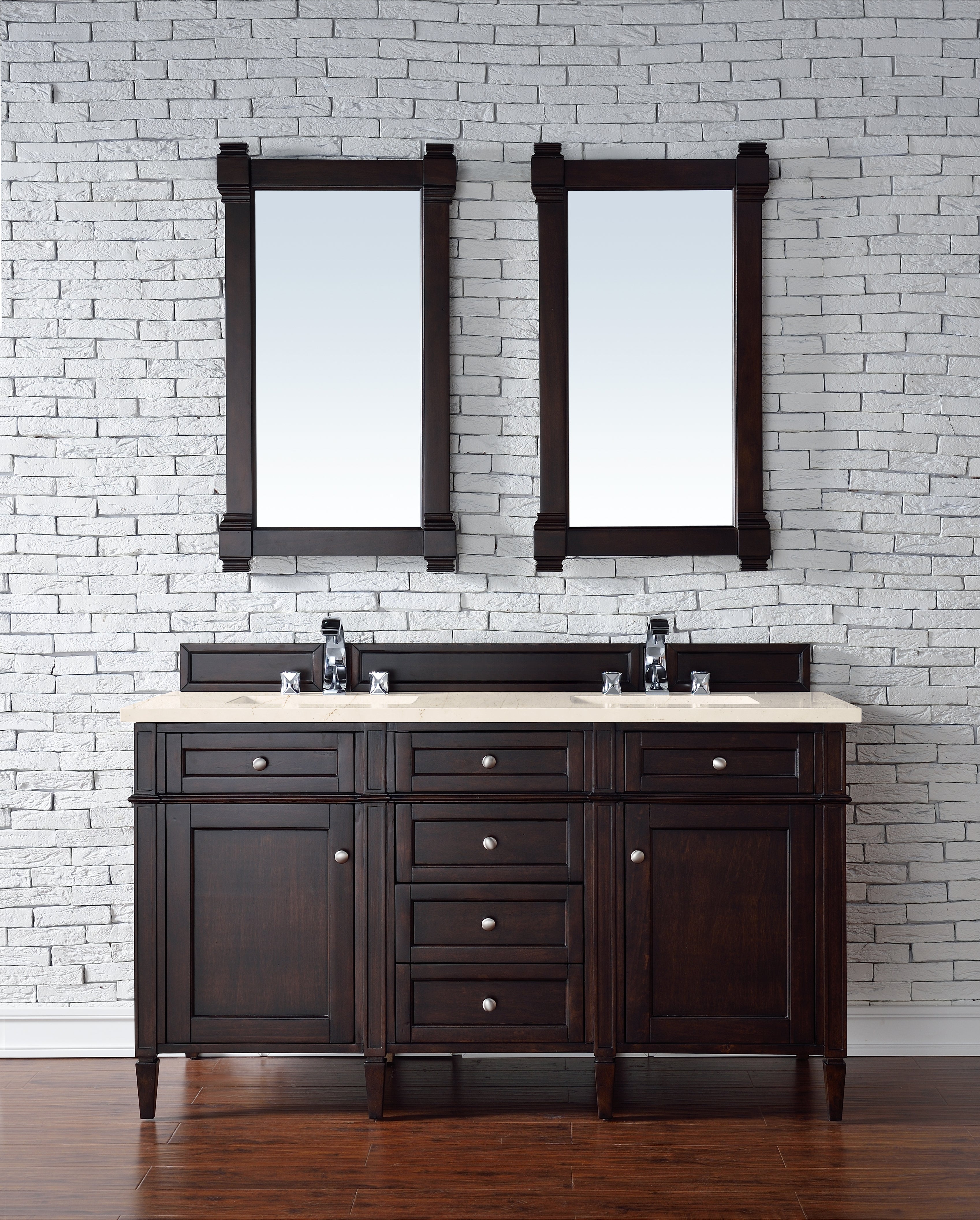 James Martin Brittany 60" Double Vanity in Burnished Mahogany with 3cm Countertop