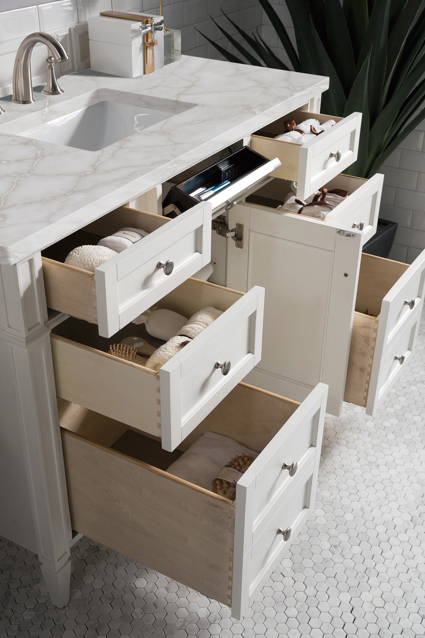 James Martin Brittany 48" Single Vanity in Bright White with 3cm Countertop