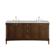 James Martin Kinnsden 72" Double Vanity in Sable Oak with 3cm Carrara Marble Top