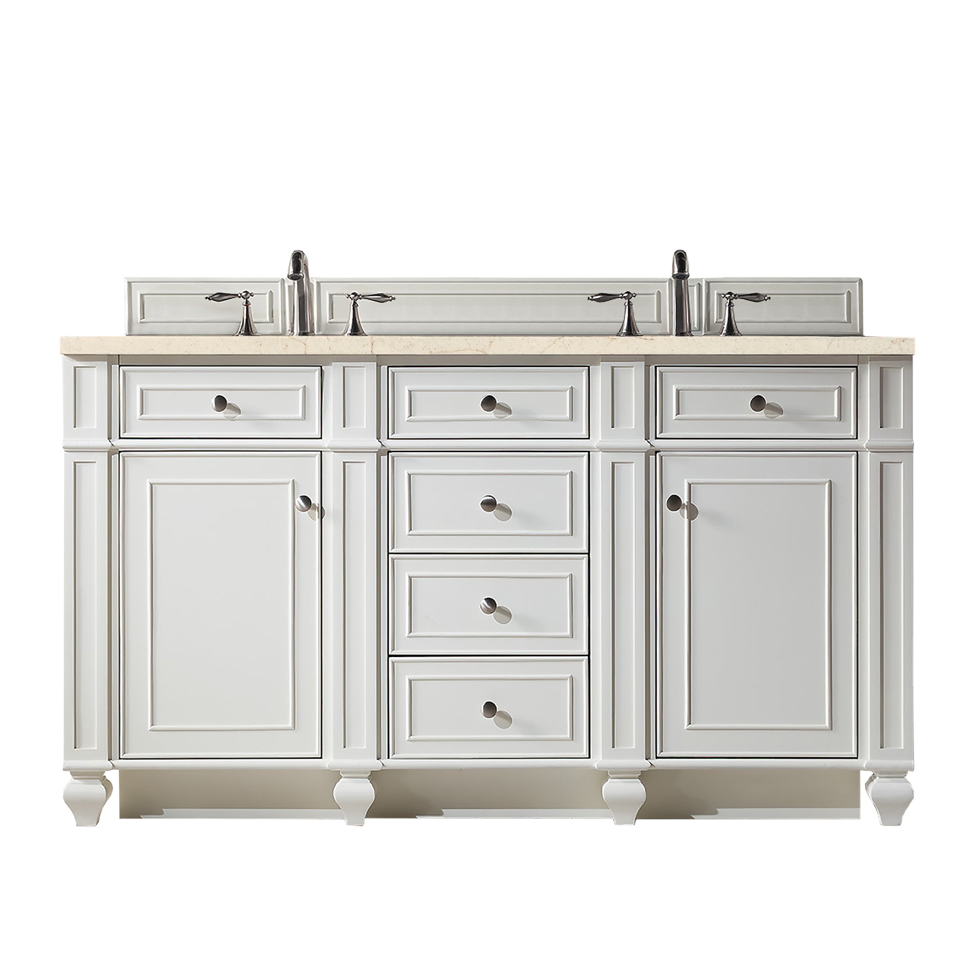 James Martin Bristol 60" Double Vanity in Bright White with 3cm Countertop