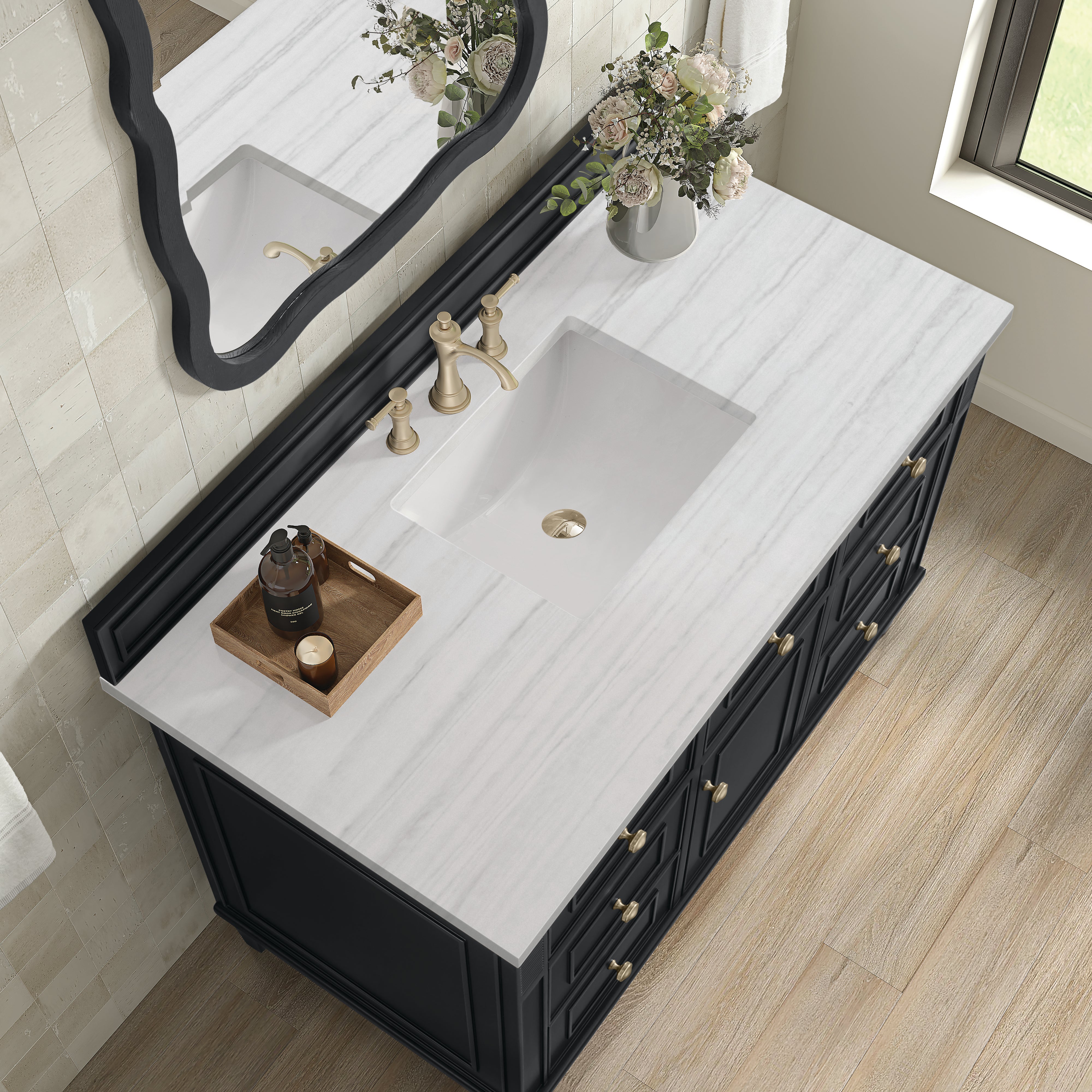 James Martin Lorelai 48" Single Vanity in Black Onyx with 3cm Countertop