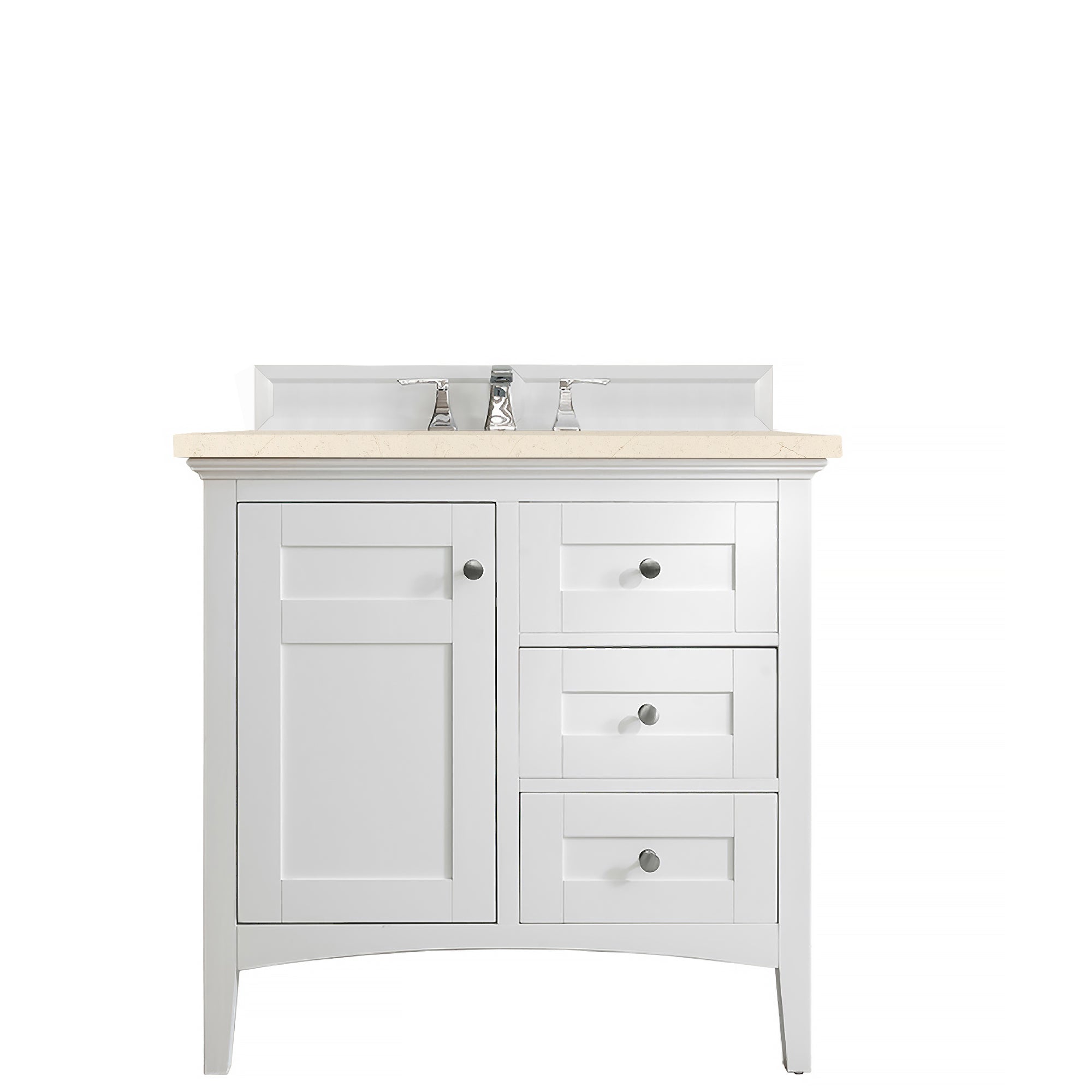 James Martin Palisades 36" Single Vanity in Bright White with 3cm Countertop