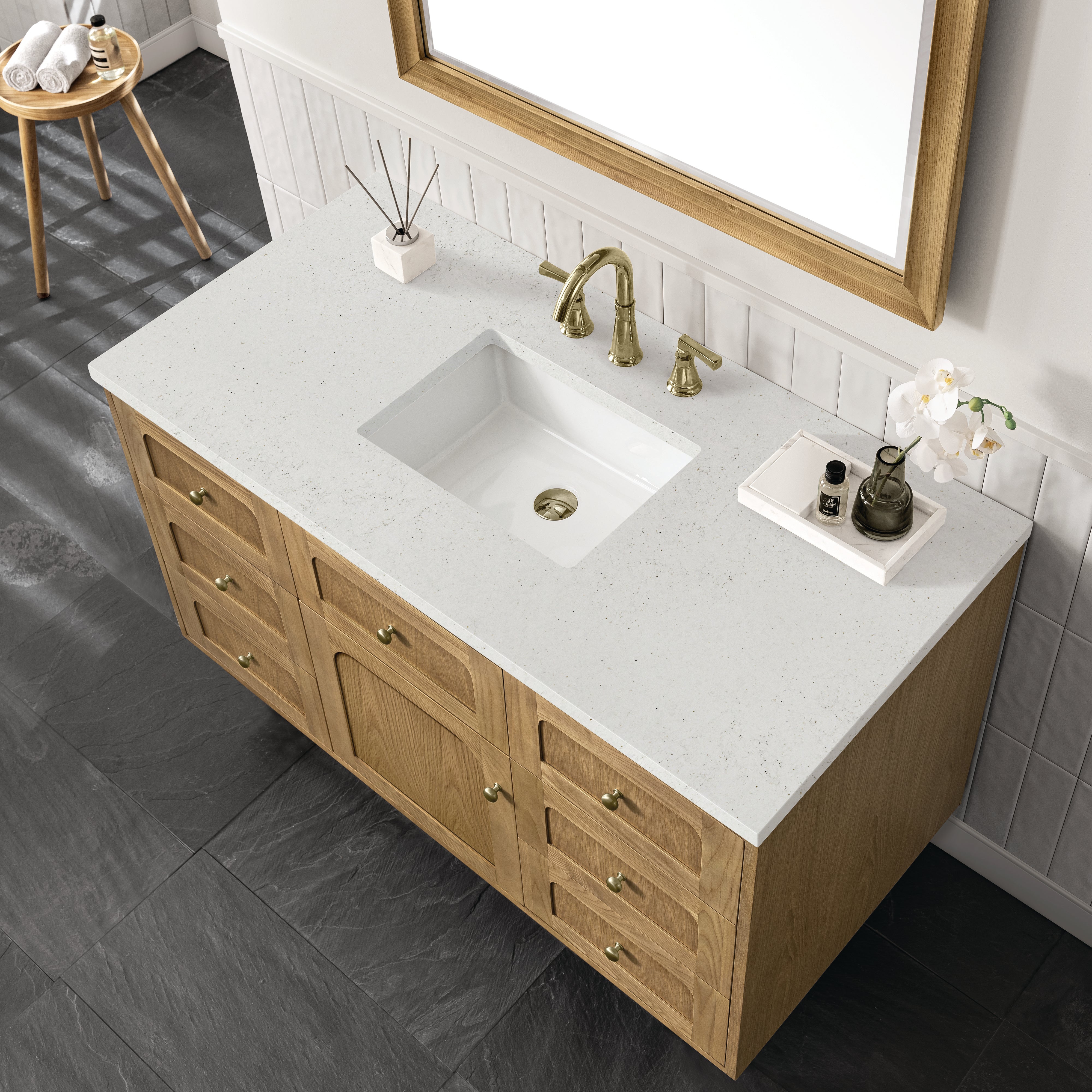 James Martin Laurent 48" Single Vanity in Light Natural Oak with 3cm Countertop
