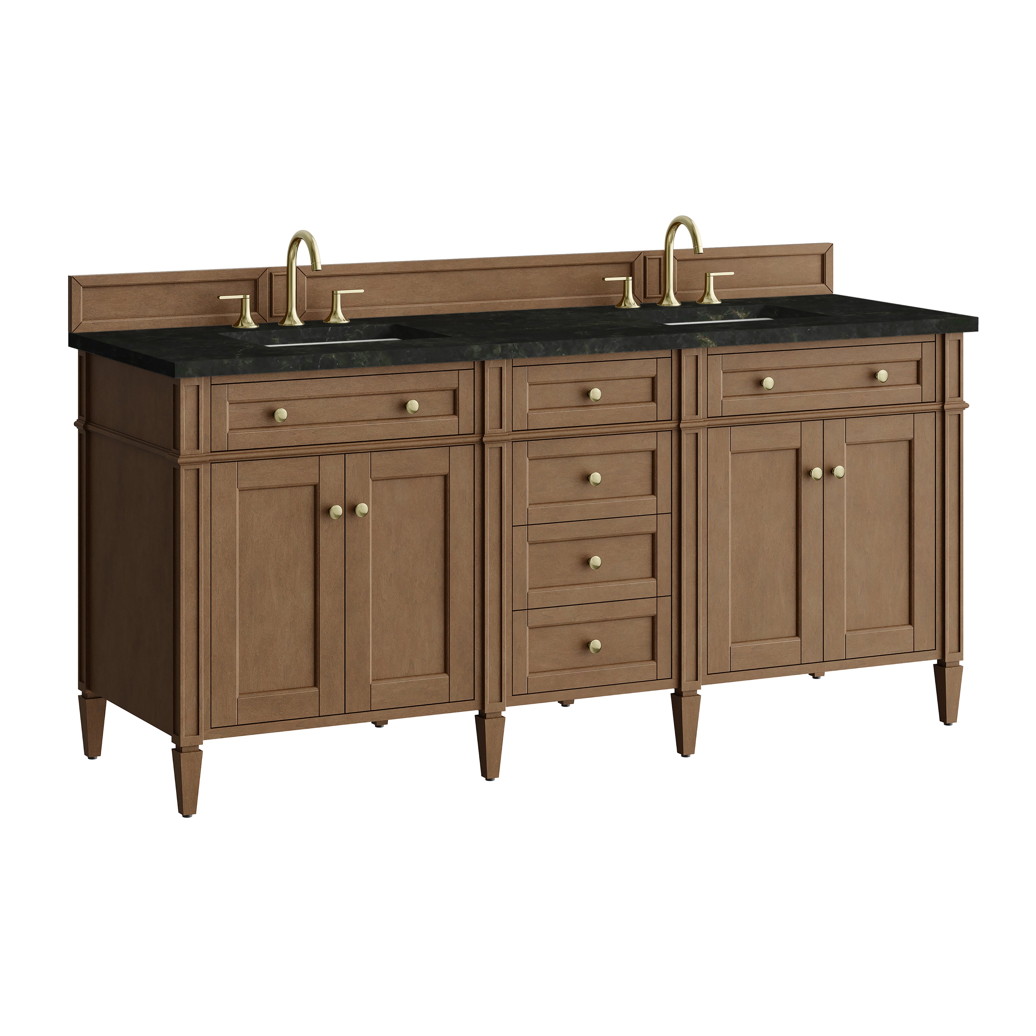 James Martin Brittany 72" Double Vanity in Pecan with 3cm Countertop