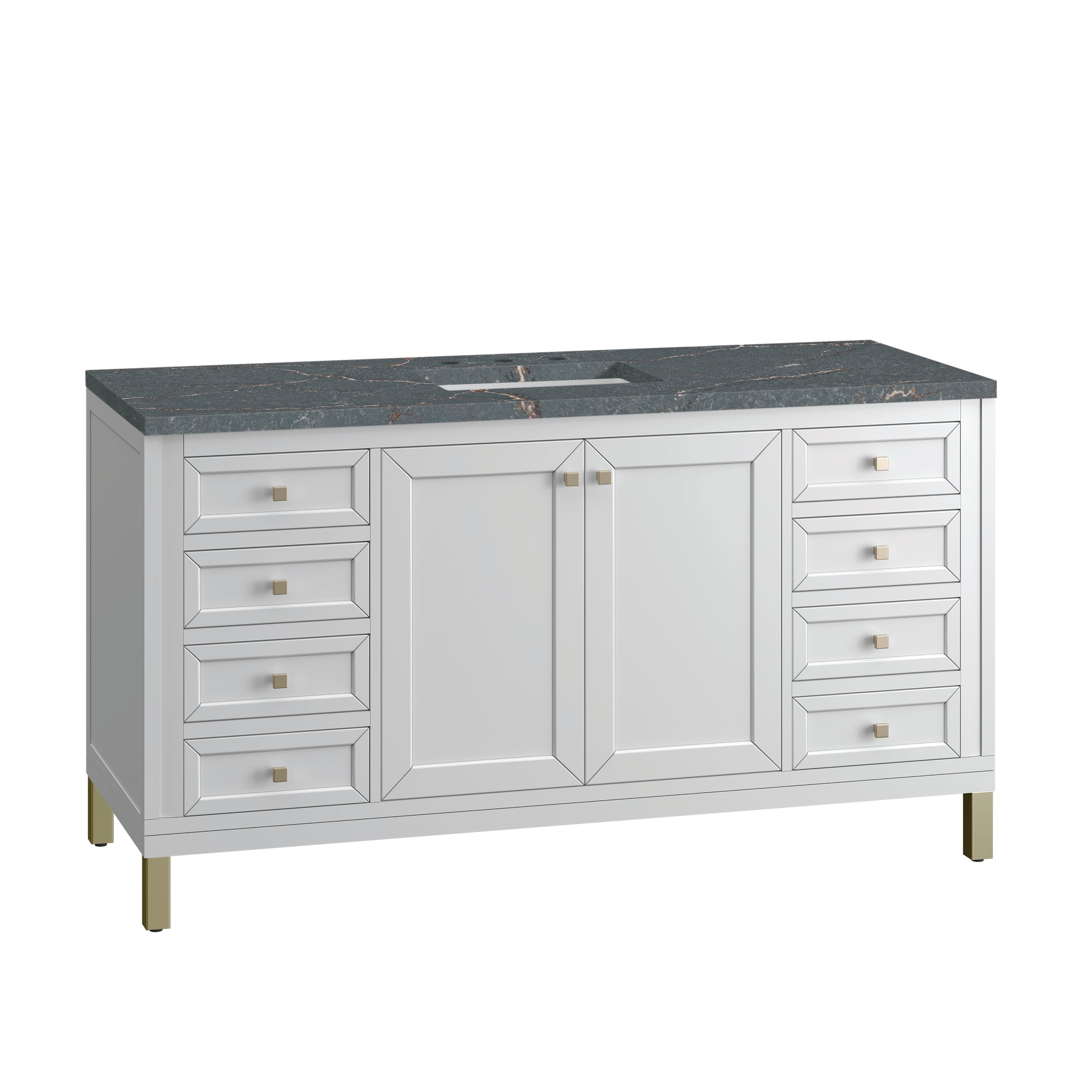 James Martin Chicago 60" Single Vanity in Glossy White with 3cm Countertop