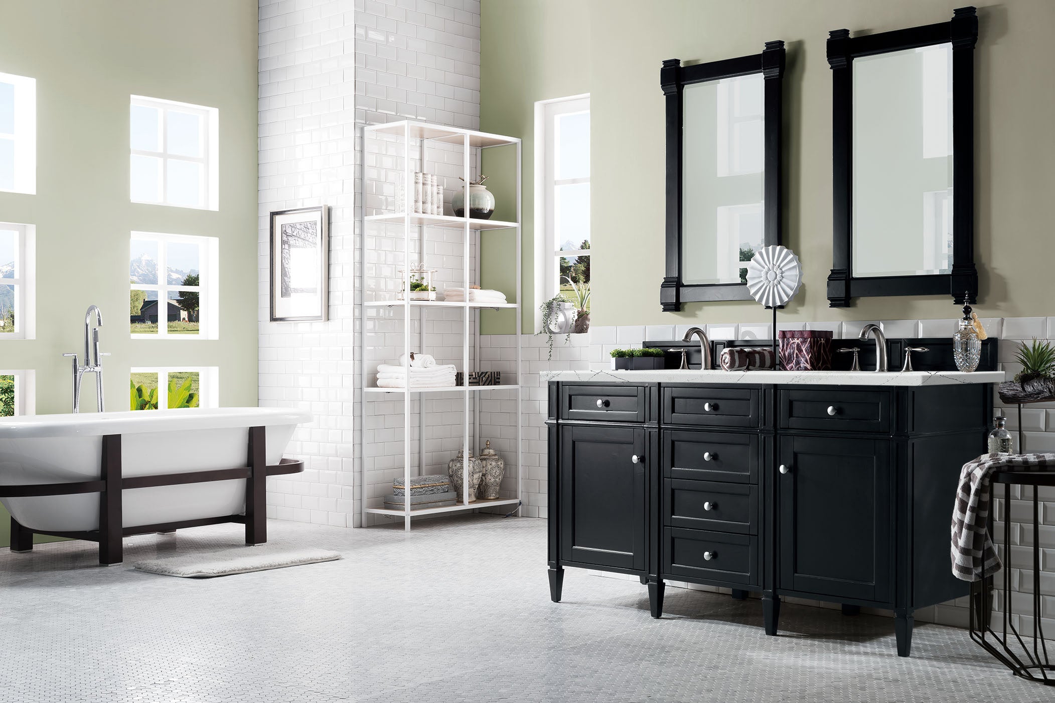 James Martin Brittany 60" Double Vanity in Black Onyx with 3cm Countertop