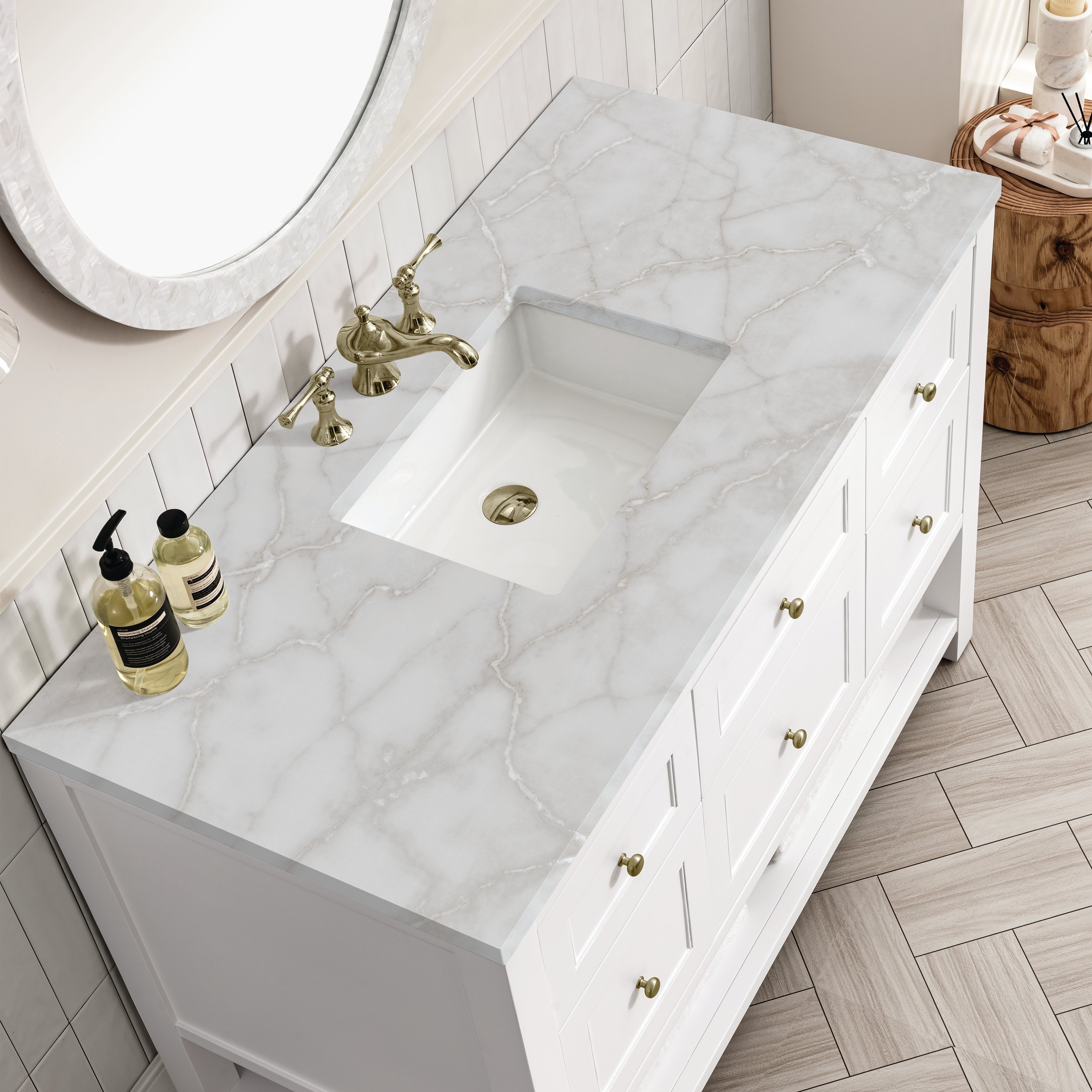 James Martin Breckenridge 48" Single Vanity in Bright White with 3cm Countertop