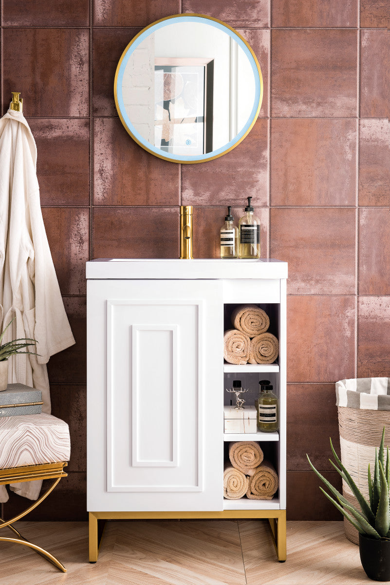 Alicante 24" Single Vanity with White Glossy Composite Stone Top