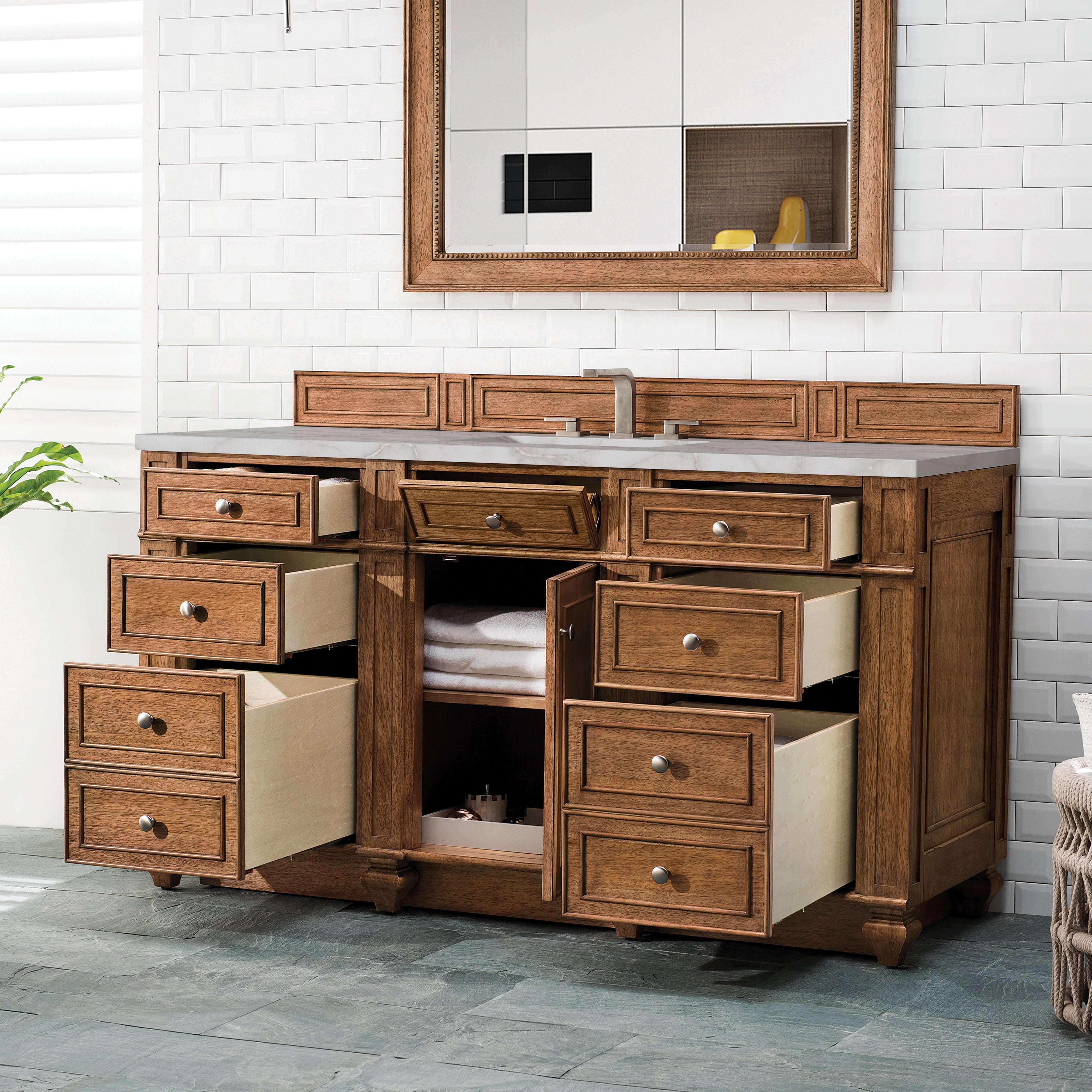 James Martin Bristol 60" Single Vanity in Saddle Brown with 3cm Countertop