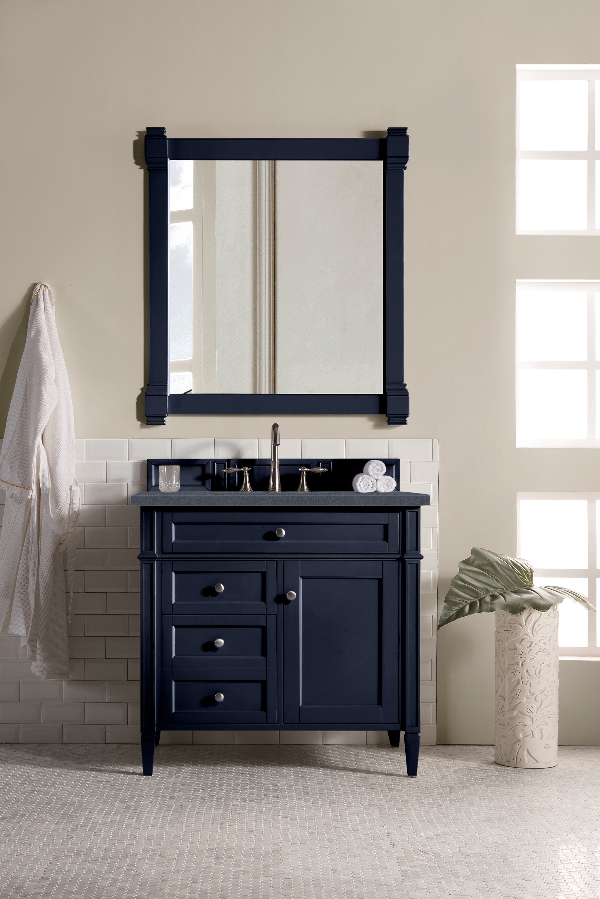 James Martin Brittany 36" Single Vanity in Victory Bleu with 3cm Countertop