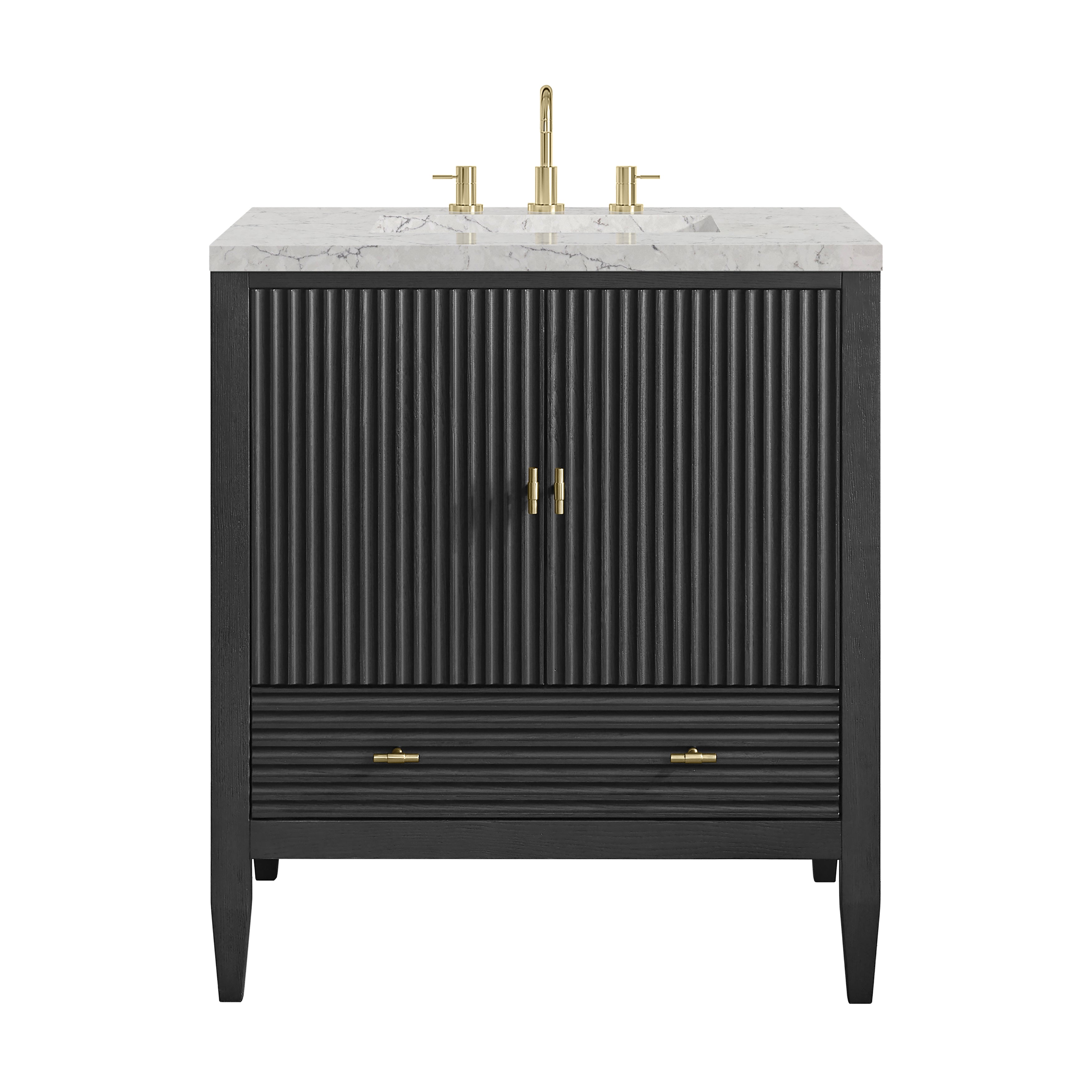 James Martin Myrrin 30" Single Vanity in Carbon Oak with 3cm Countertop