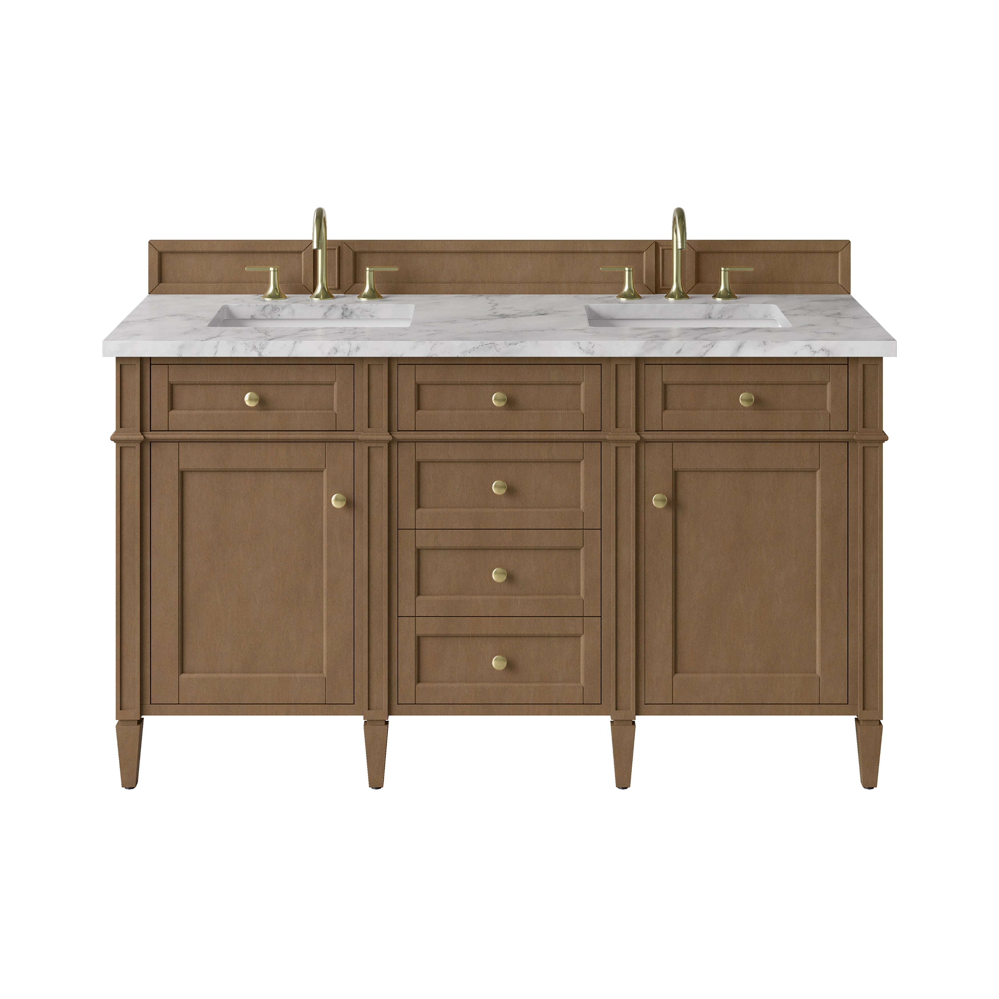 James Martin Brittany 60" Double Vanity in Pecan with 3cm Countertop