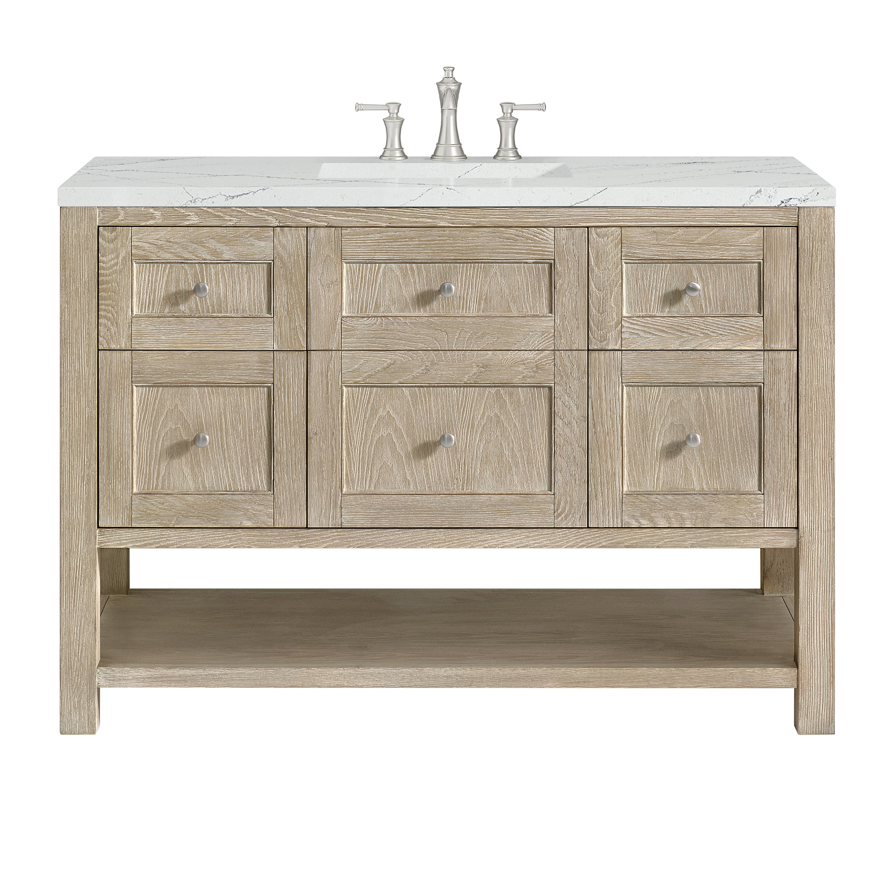 James Martin Breckenridge 48" Single Vanity in Whitewashed Oak with 3cm Countertop and FreePower Wireless Charger