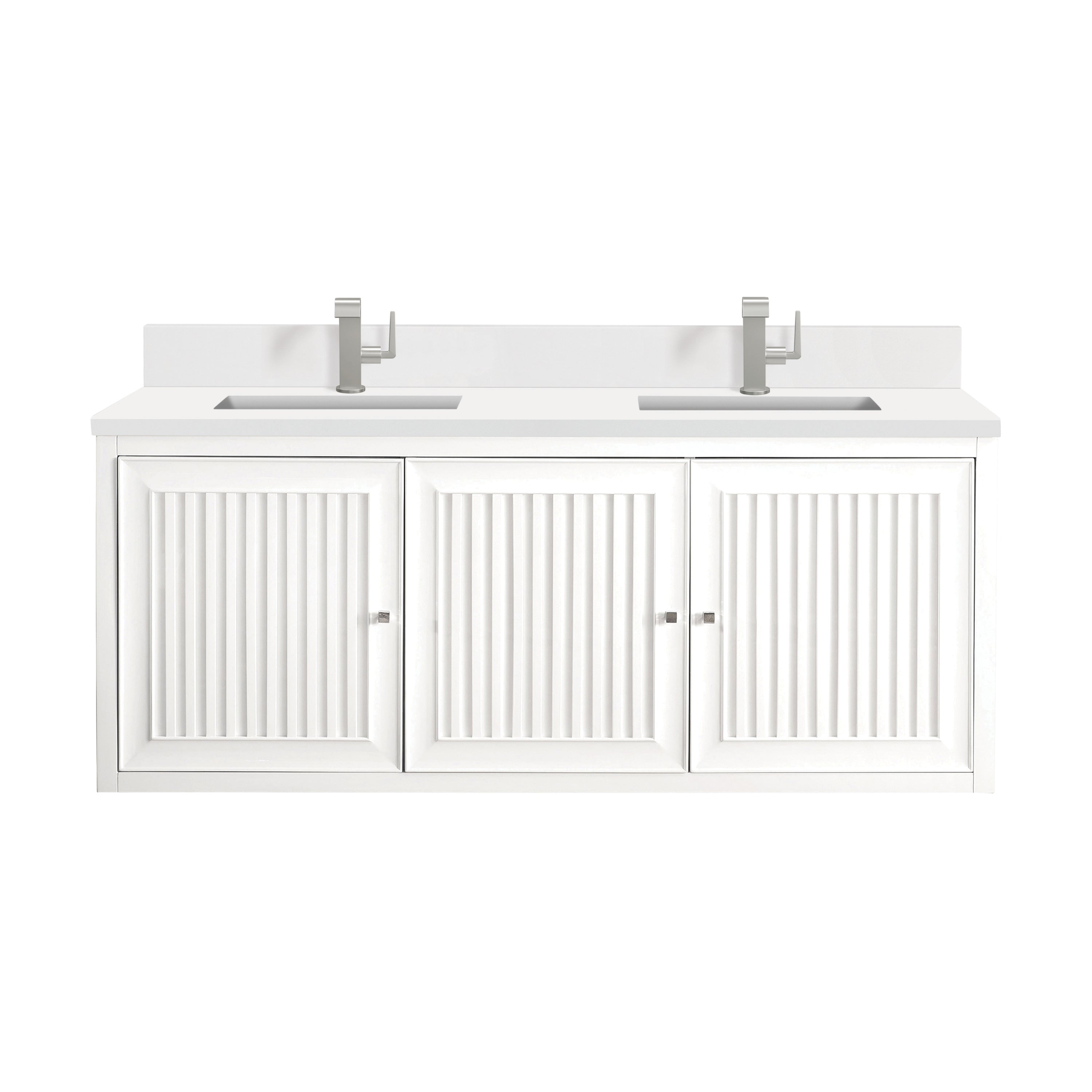 James Martin Athens 60" Double Vanity in Glossy White with 3cm Countertop
