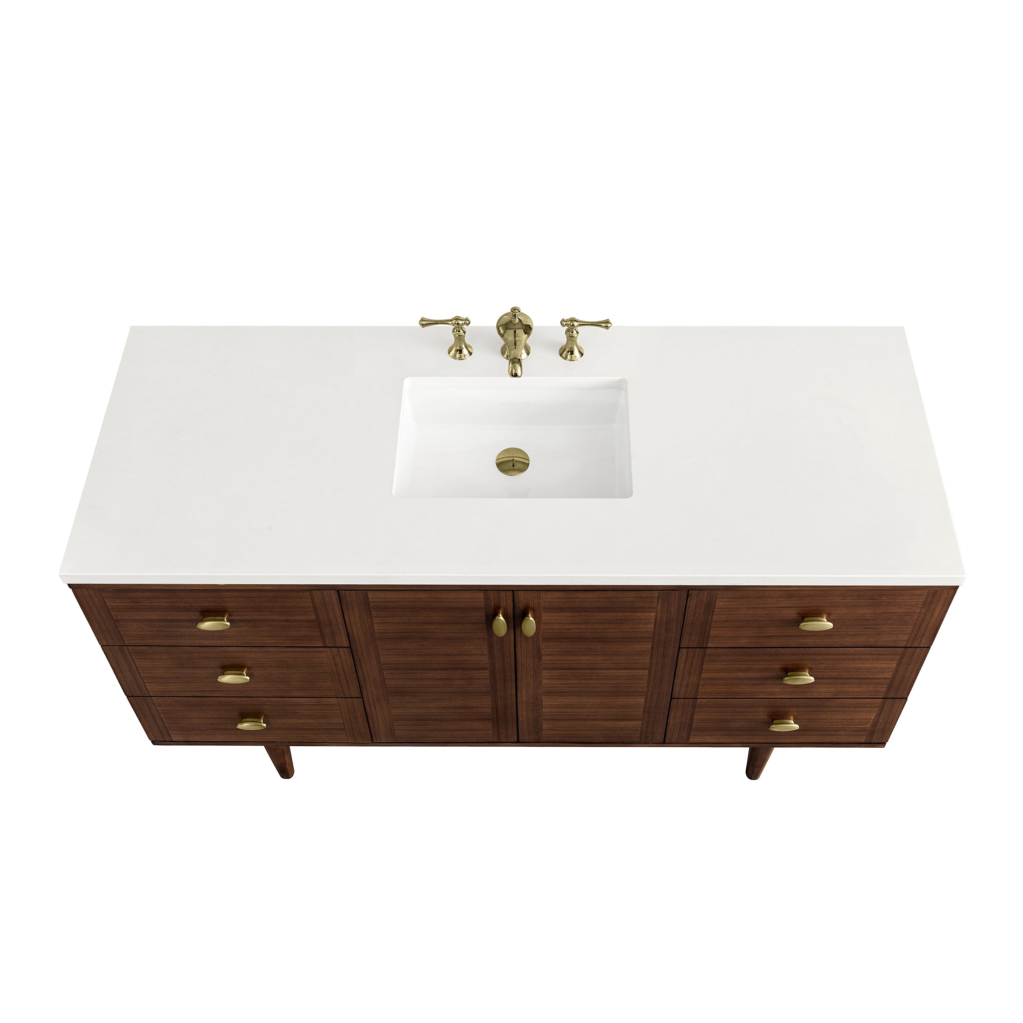 James Martin Amberly 60" Single Vanity in Mid-Century Walnut with 3cm Countertop