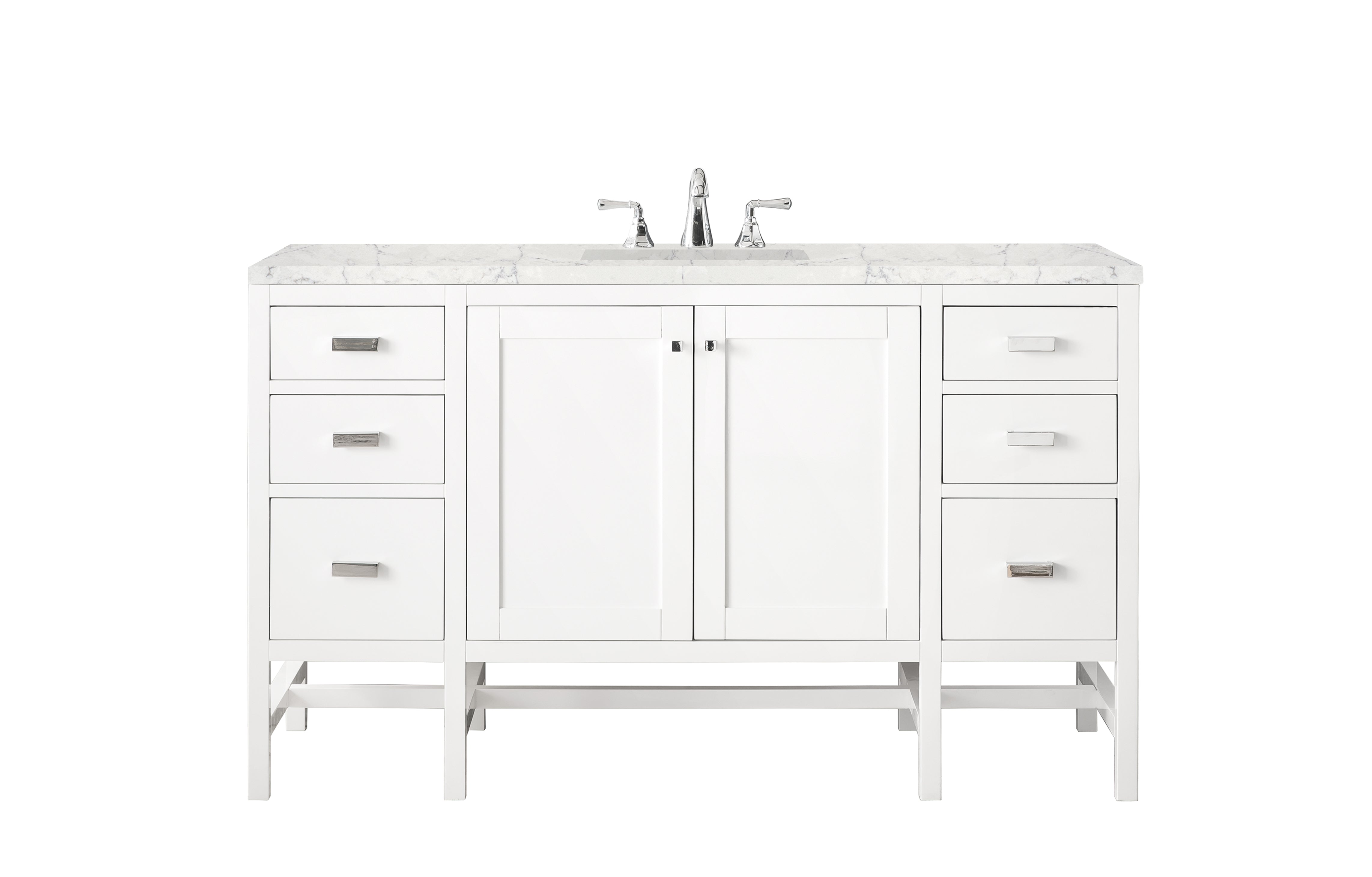 James Martin Addison 60" Single Vanity in Glossy White with 3cm Countertop