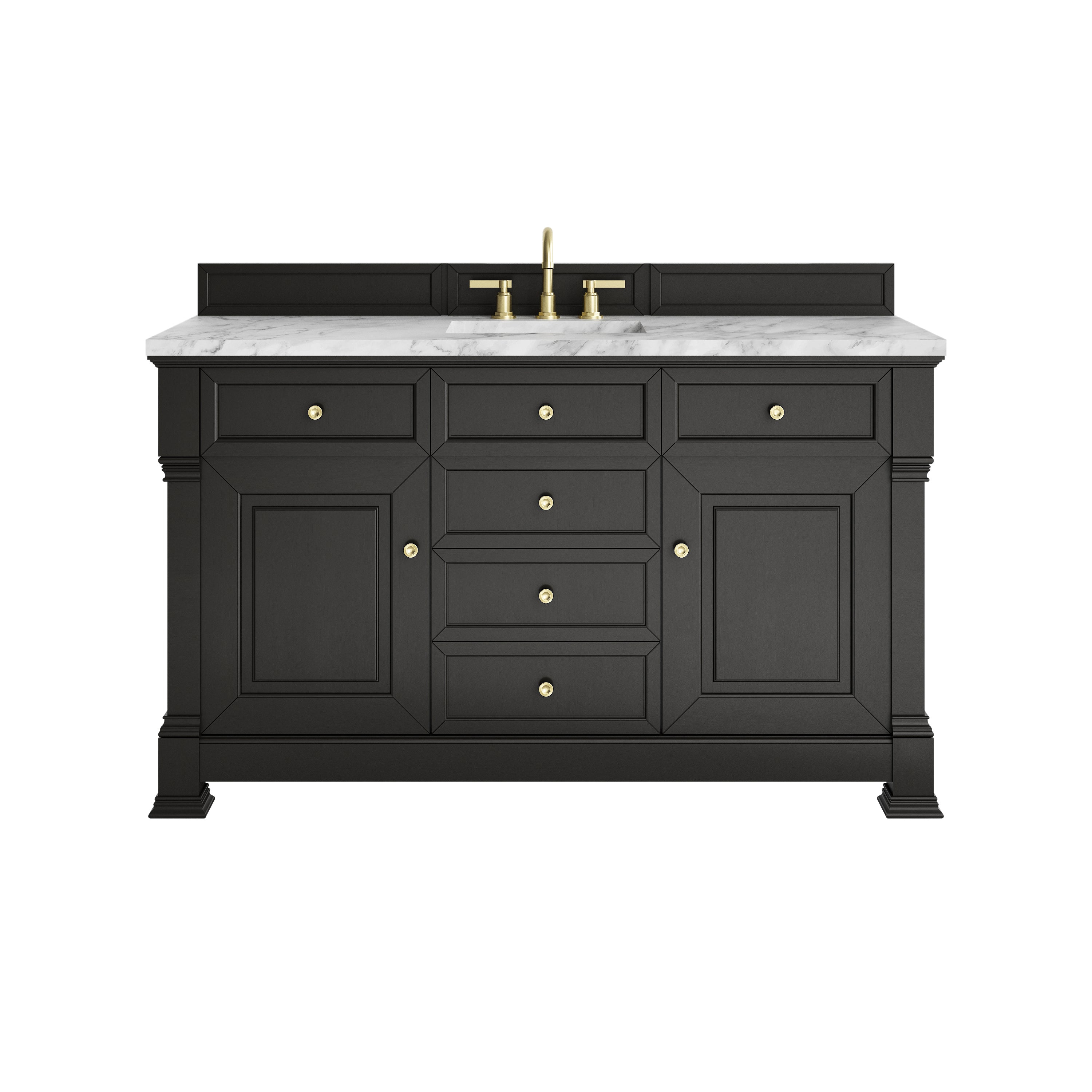James Martin Brookfield 60" Single Vanity in Black Onyx with 3cm Countertop