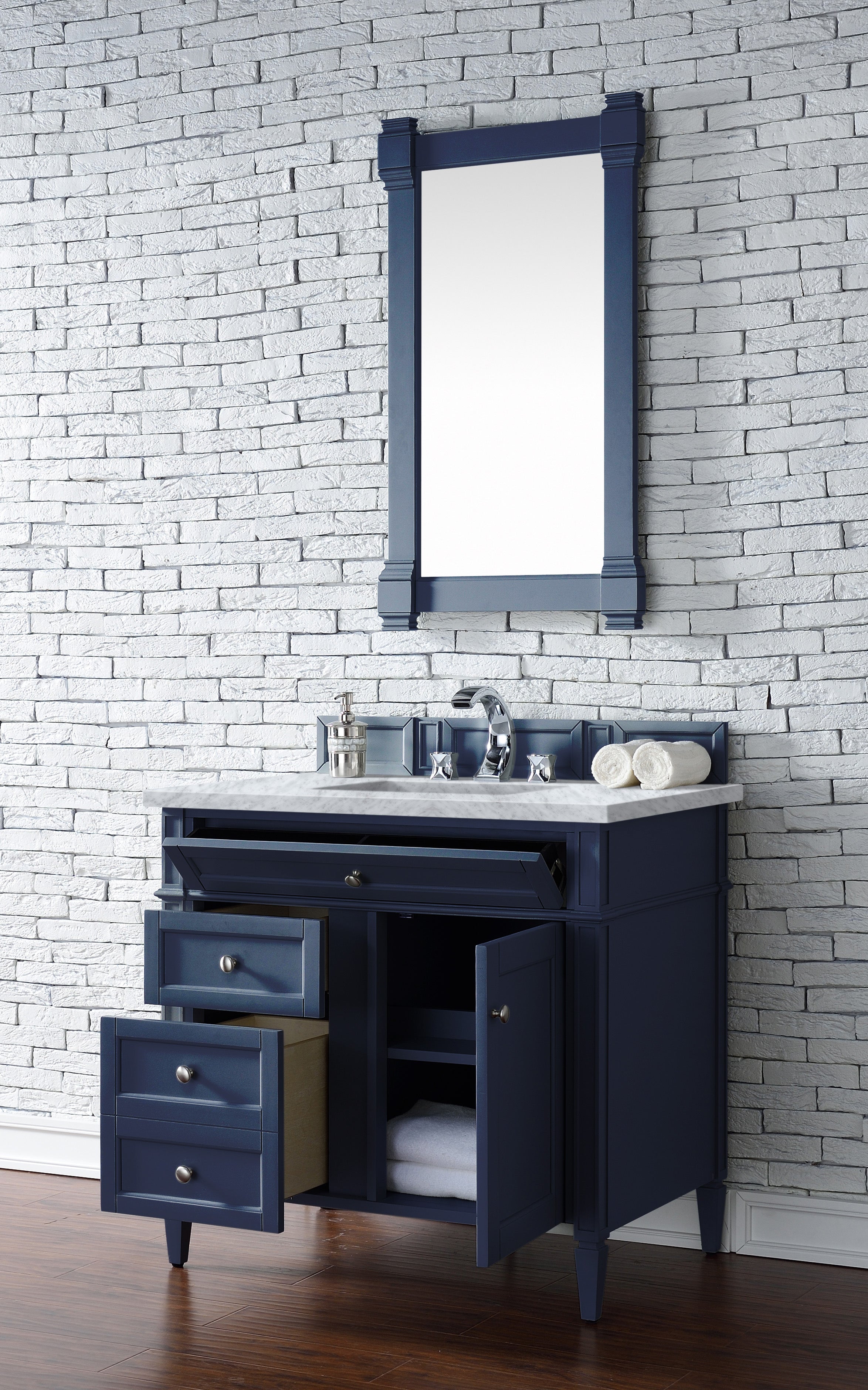 James Martin Brittany 36" Single Vanity in Victory Bleu with 3cm Countertop