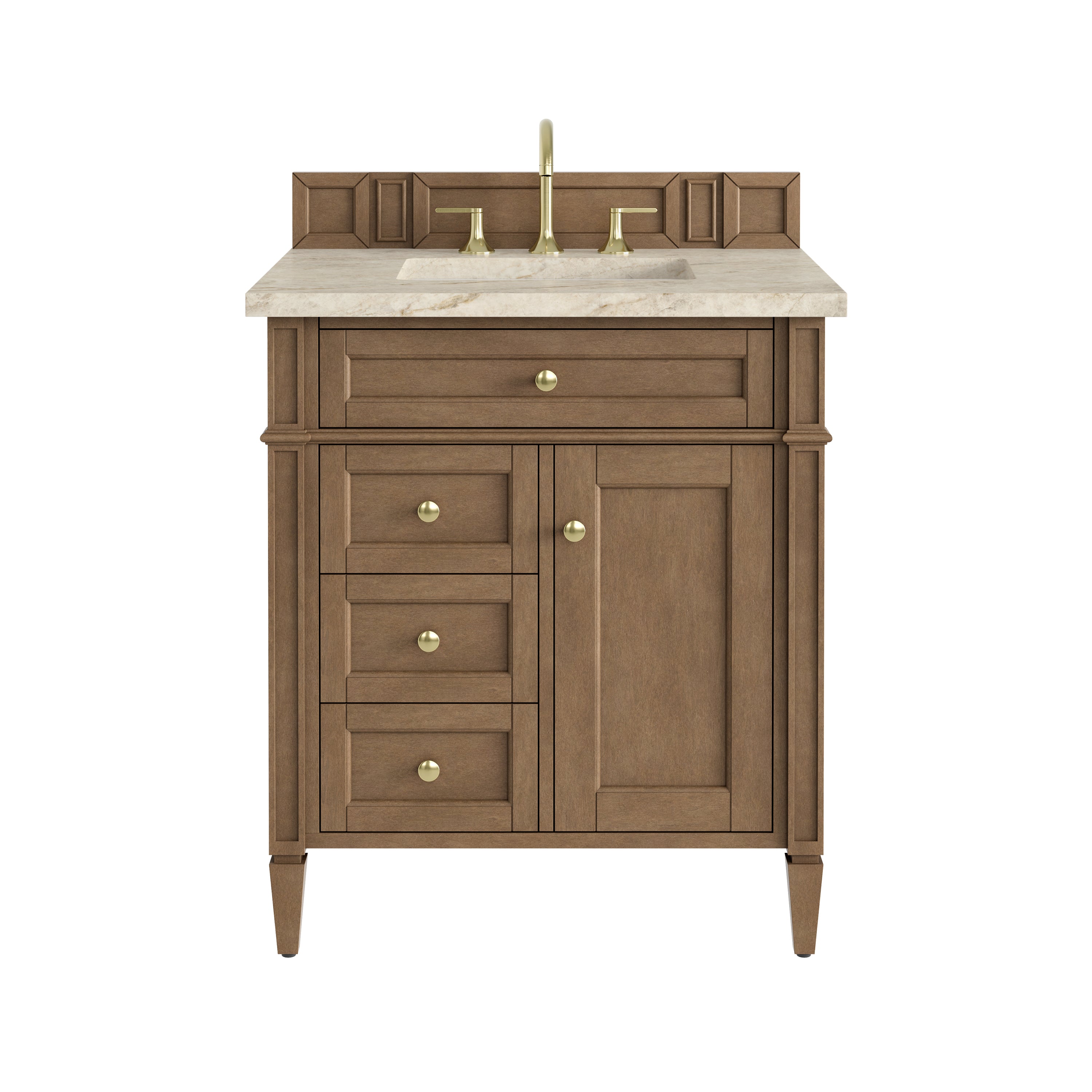 James Martin Brittany 30" Single Vanity in Pecan with 3cm Countertop