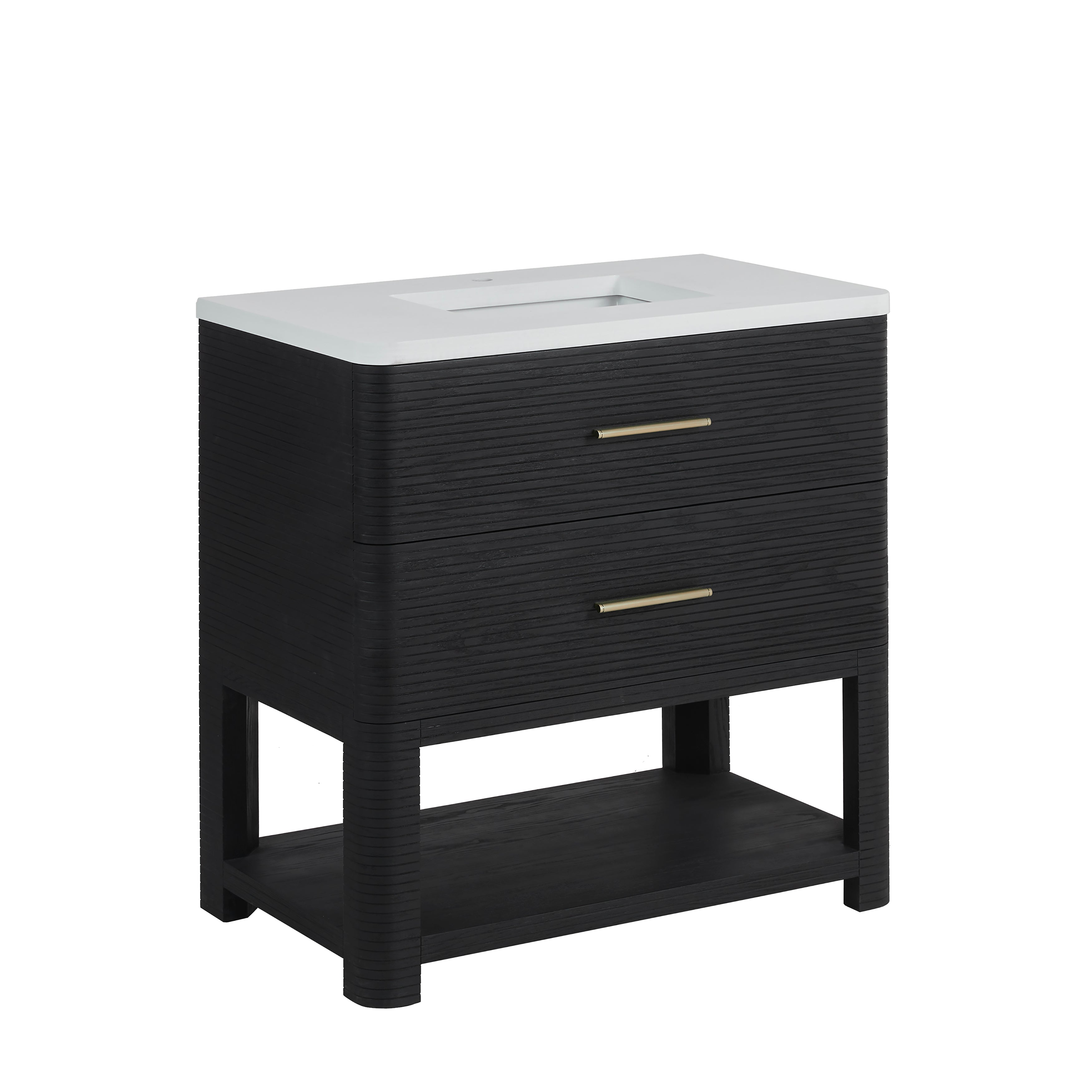James Martin Lucian 36" Single Vanity in Carbon Oak with 3cm Countertop