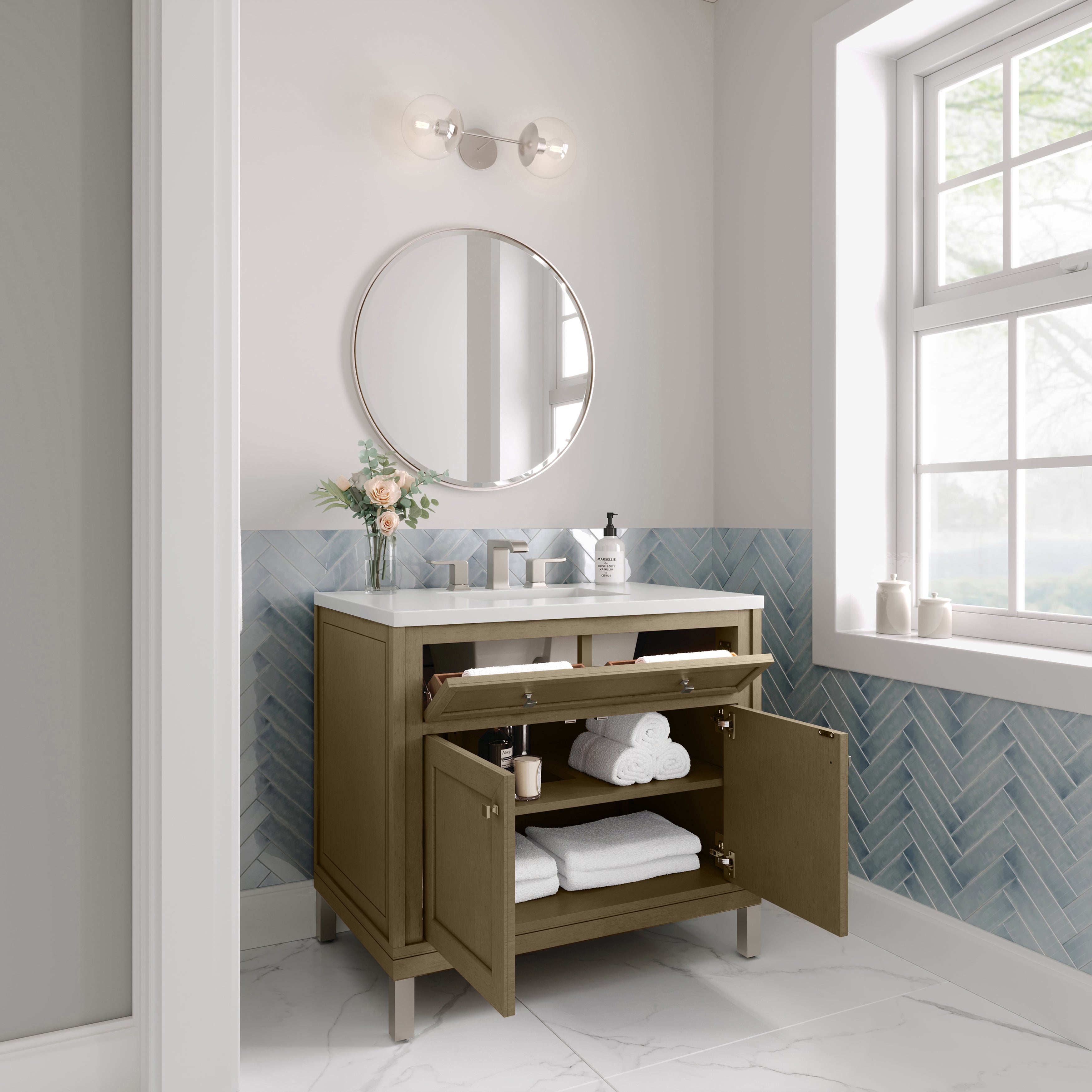 James Martin Chicago 36" Single Vanity in Walnut Whisper with 3cm Countertop