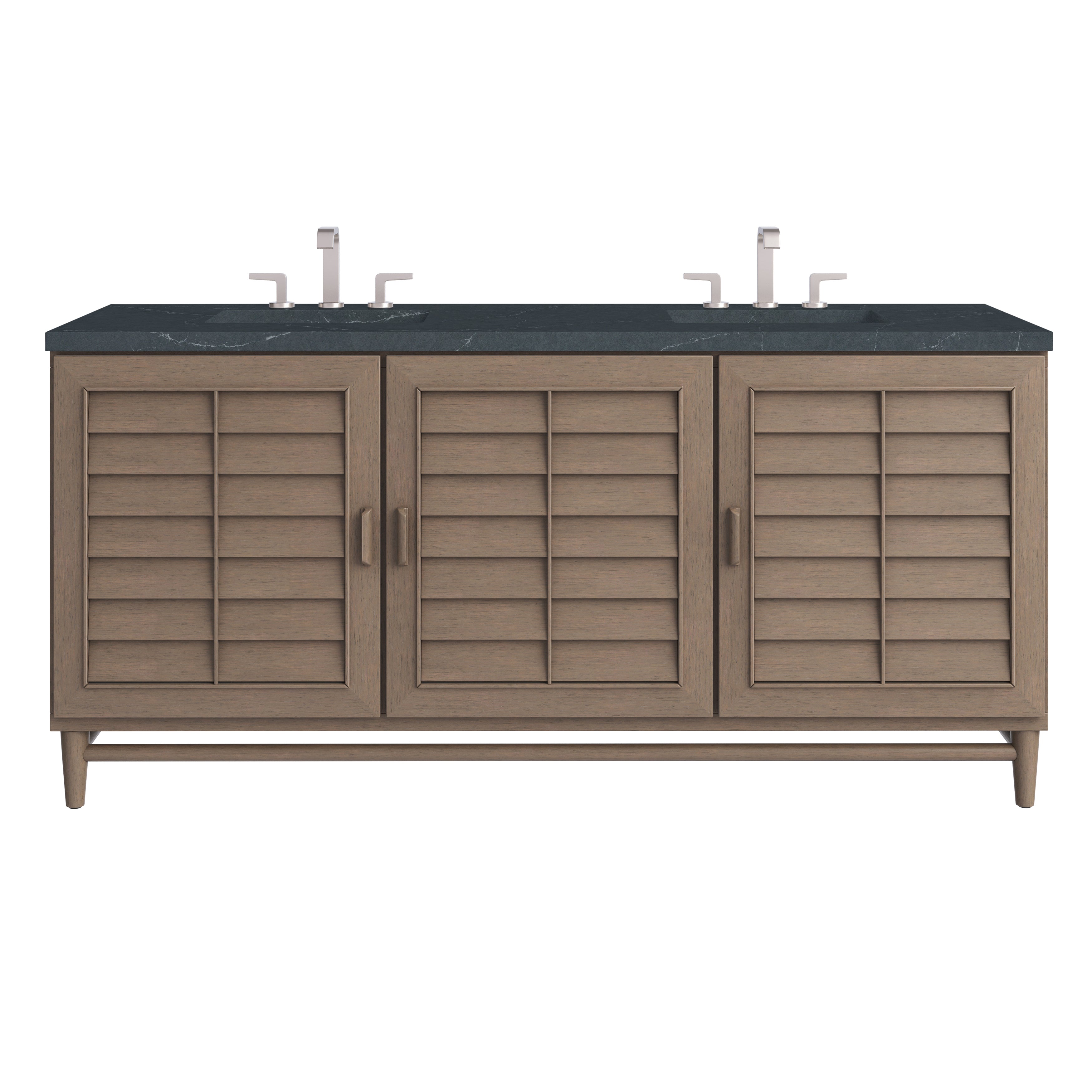 James Martin Portland 72" Double Vanity in Whitewashed Walnut with 3cm Countertop