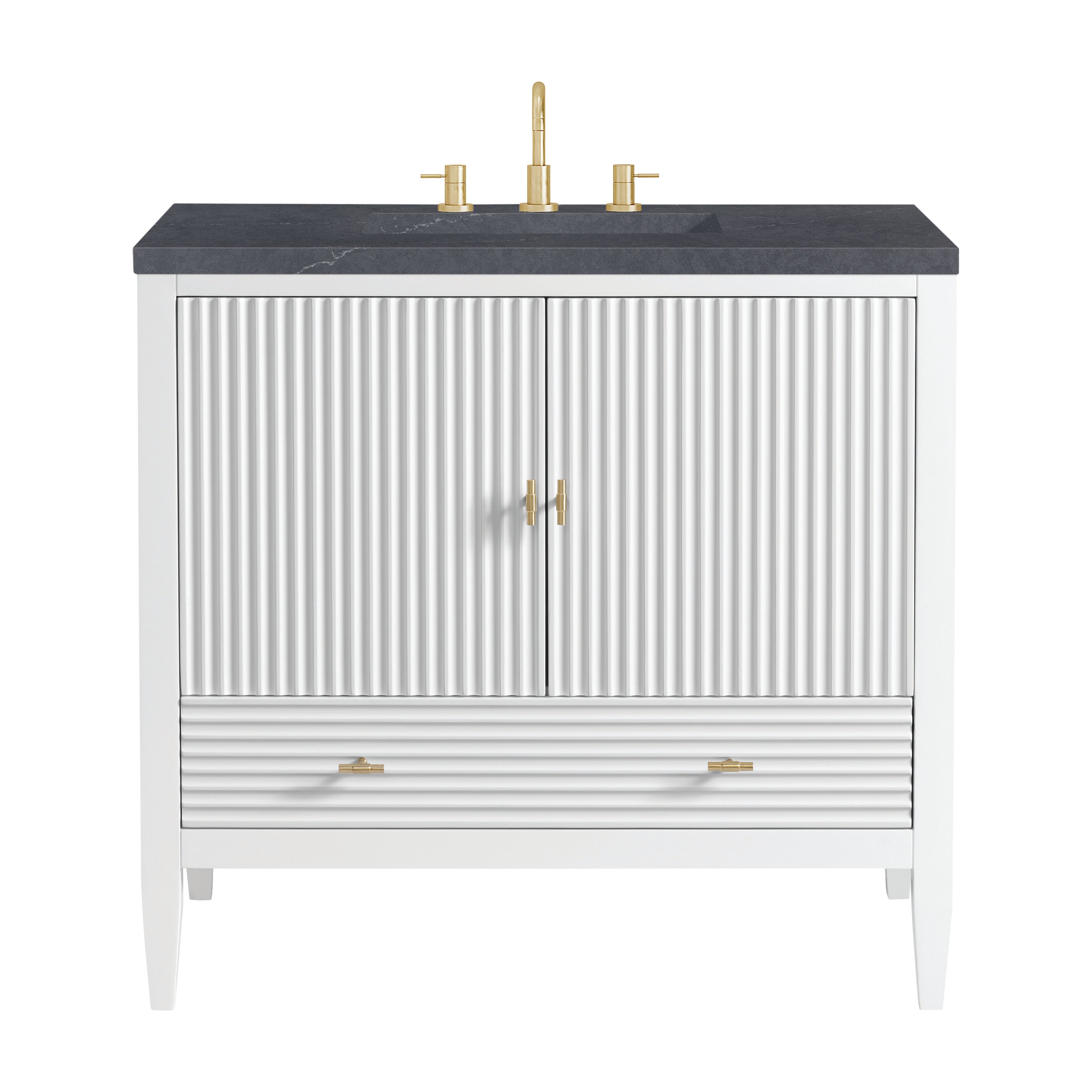 James Martin Myrrin 36" Vanity in Bright White with 3cm Countertop