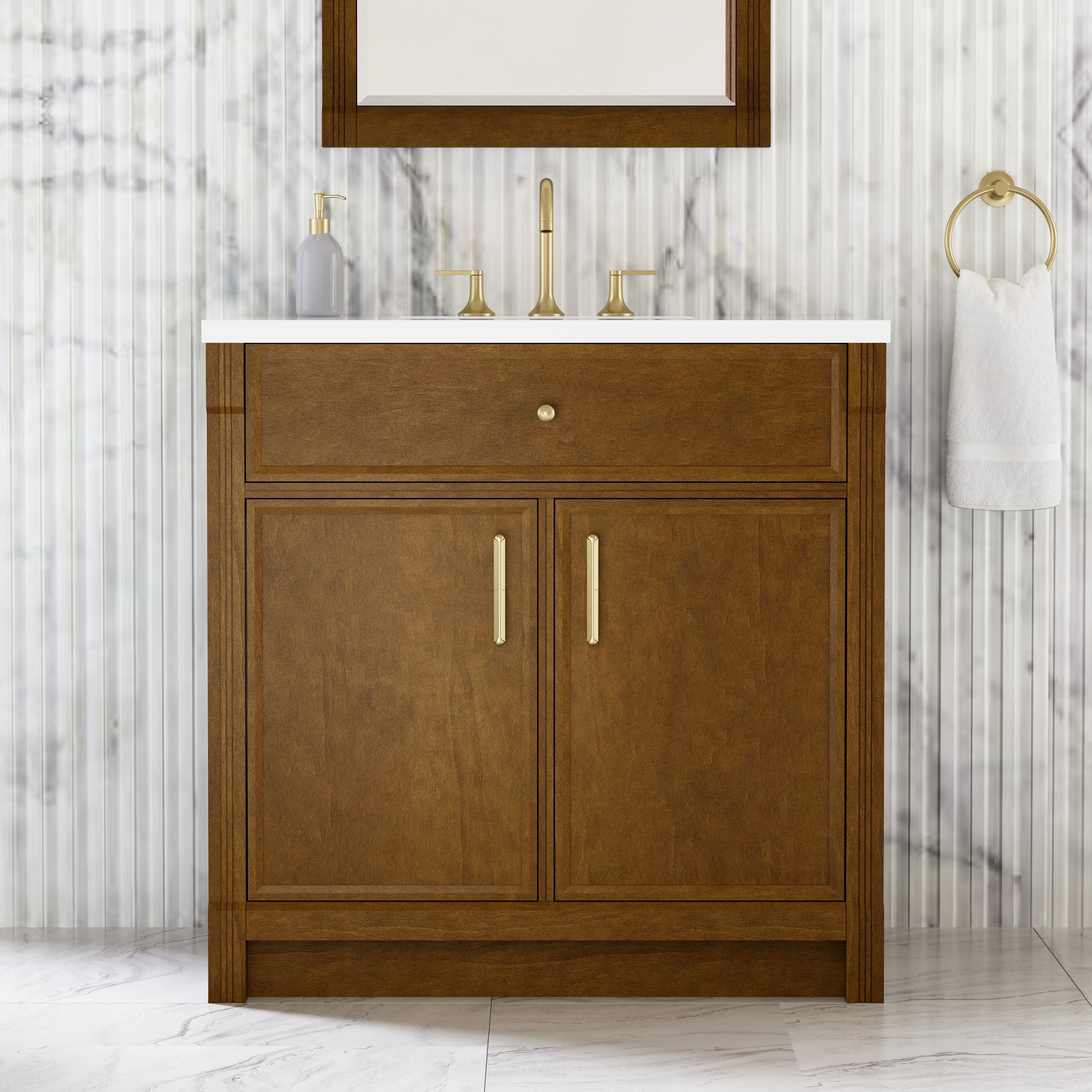 James Martin Bellshire 36" Single Vanity in Honey Oak with 3cm Countertop