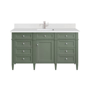 James Martin Brittany 60" Single Vanity in Smokey Celadon with 3cm Countertop