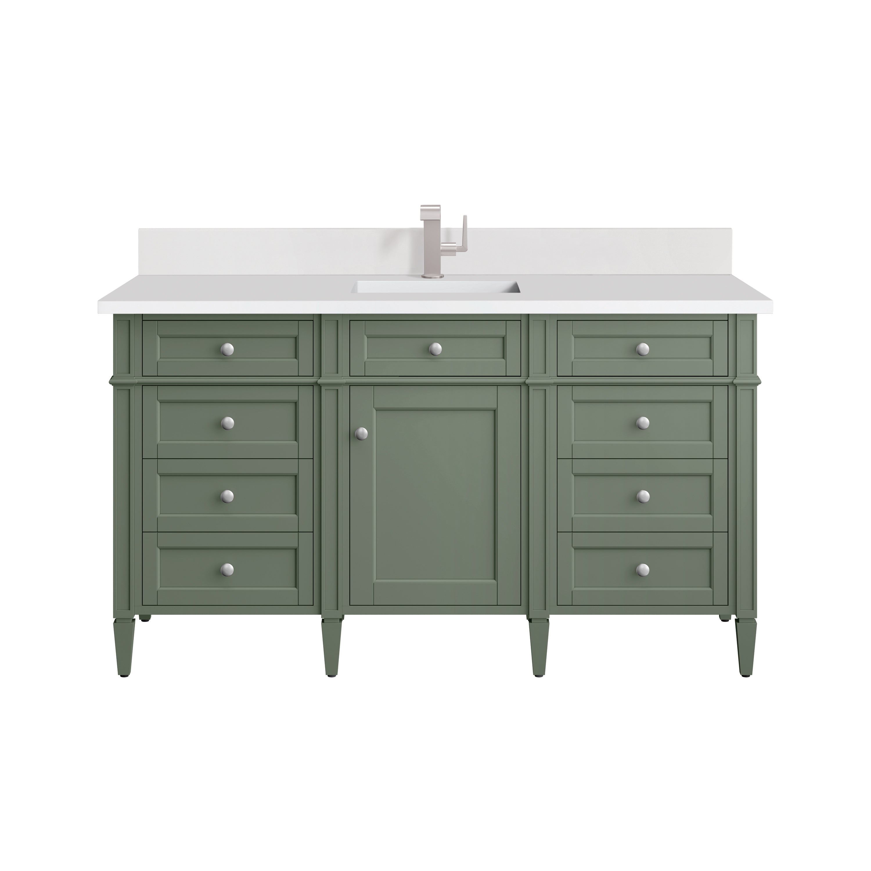 James Martin Brittany 60" Single Vanity in Smokey Celadon with 3cm Countertop