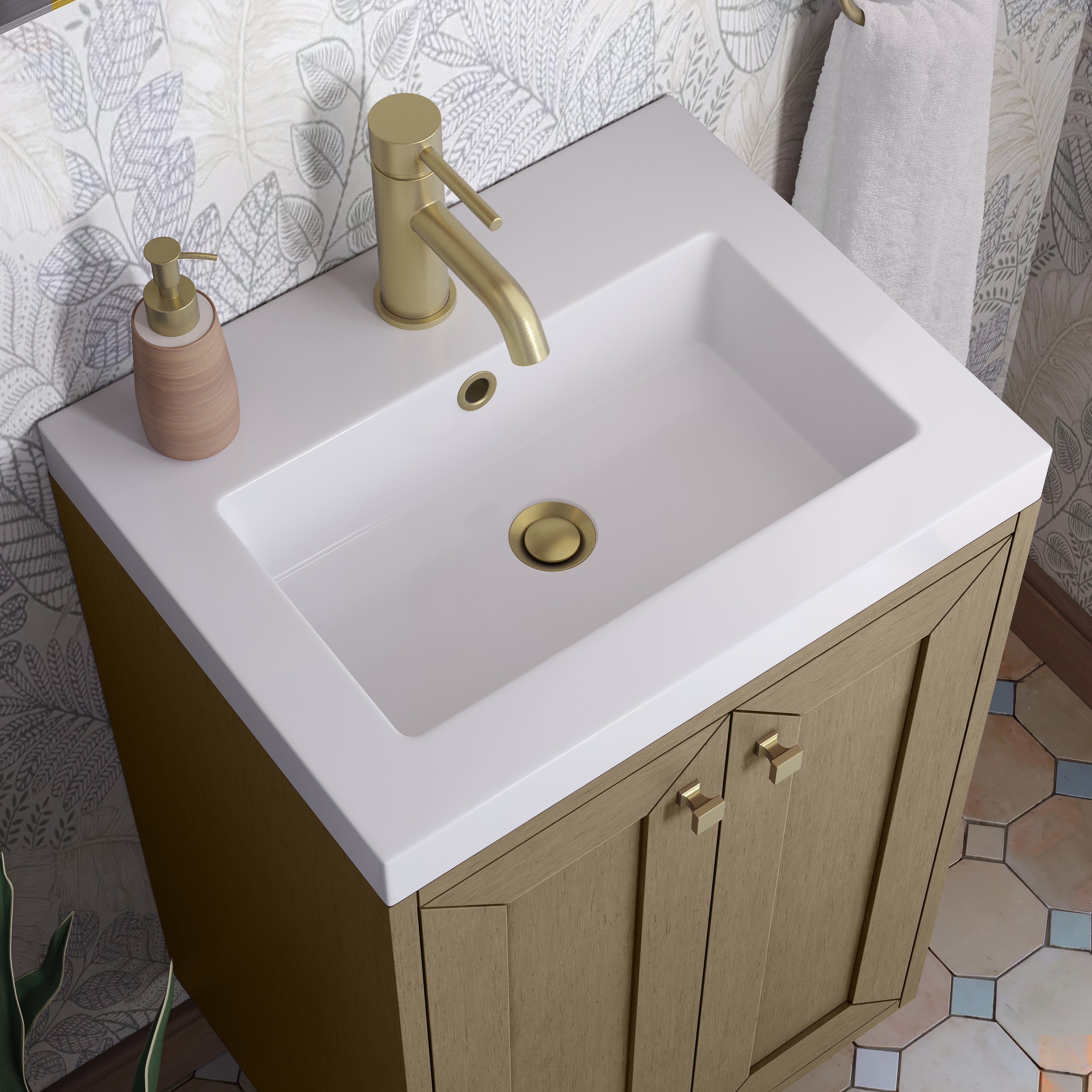 James Martin Chianti 20" Single Vanity in Glossy White with White Glossy Composite Stone Top