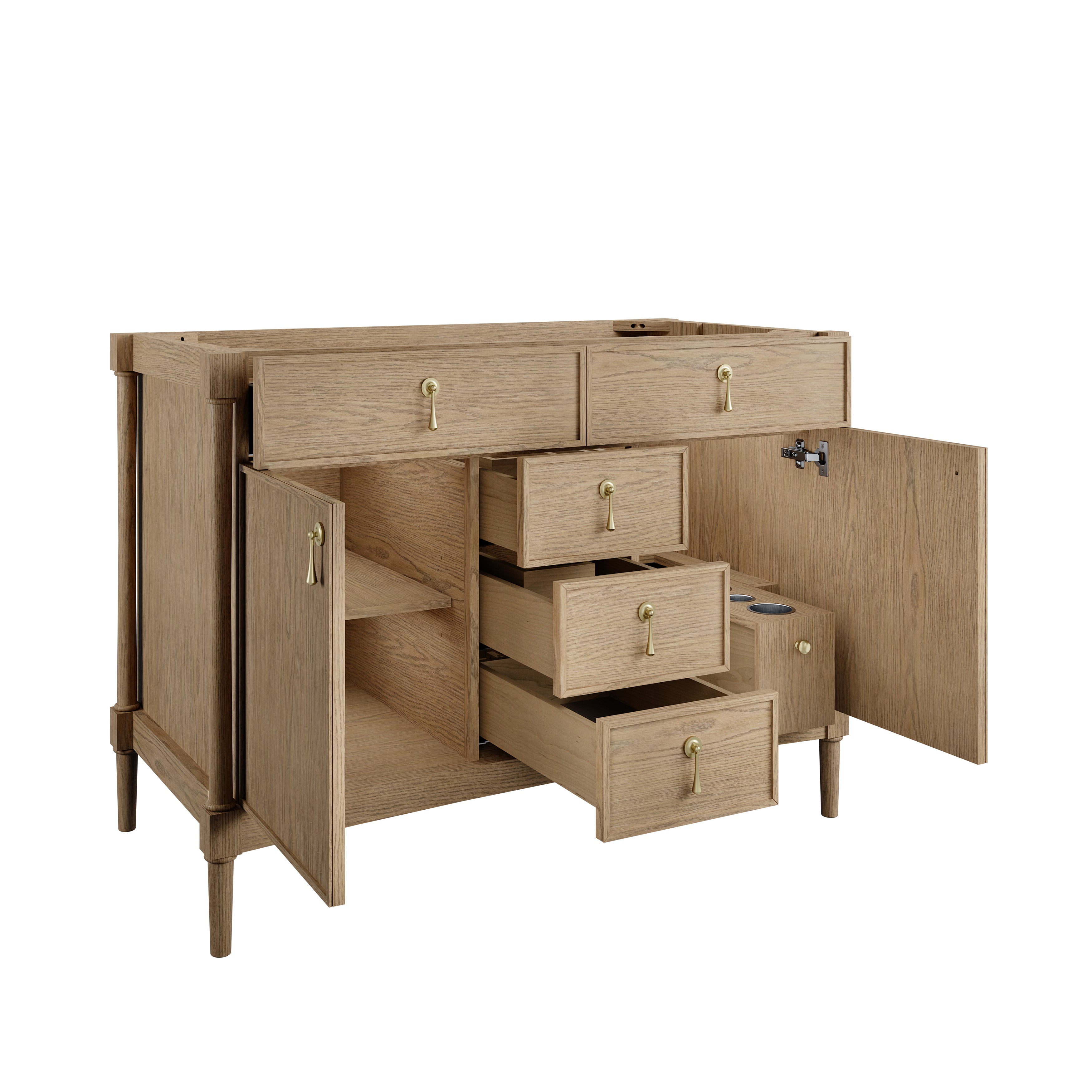 James Martin Kinnsden 48" Single Vanity in Weathered Oak with 3cm Countertop and FreePower Wireless Charger