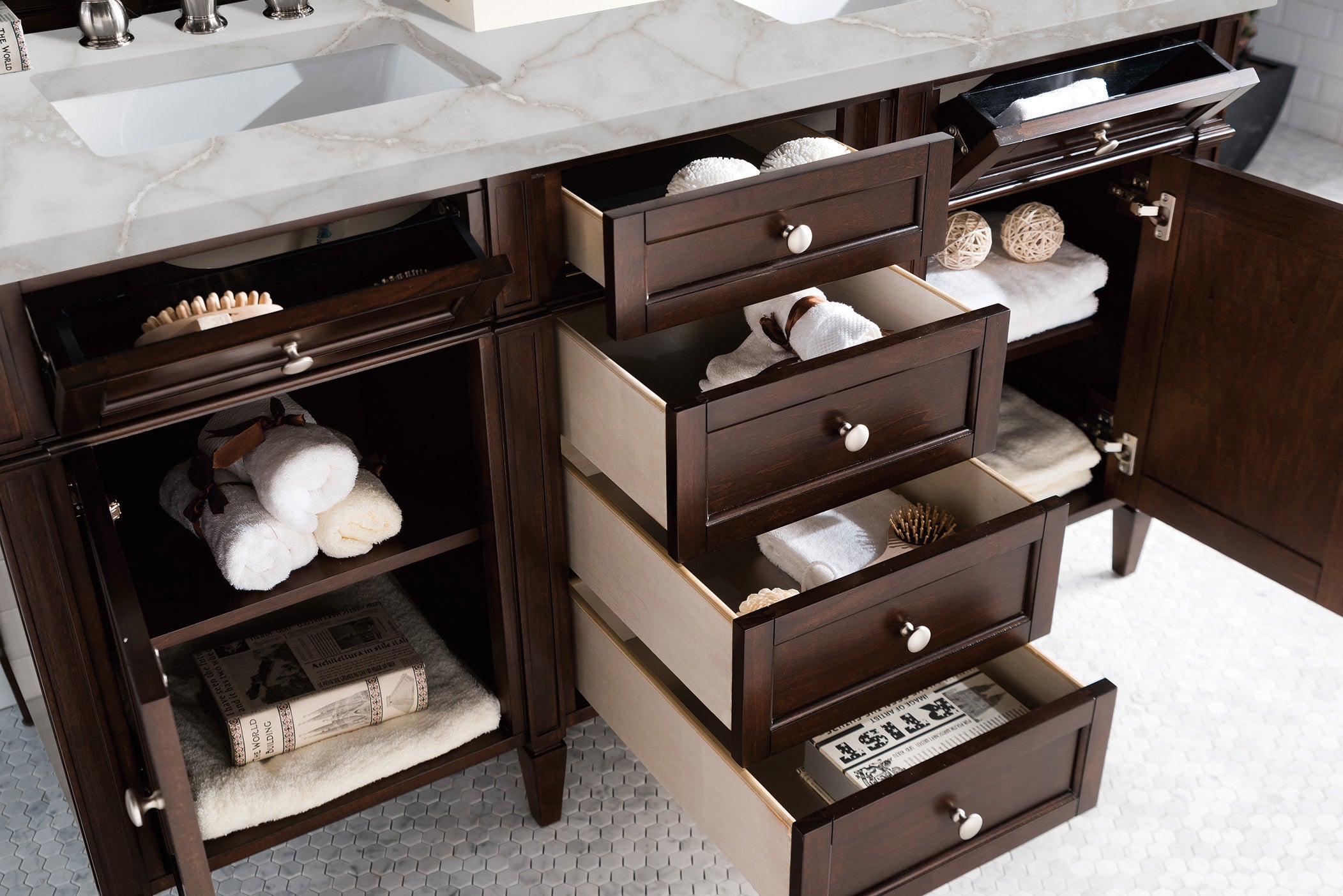 James Martin Brittany 60" Double Vanity in Burnished Mahogany with 3cm Countertop