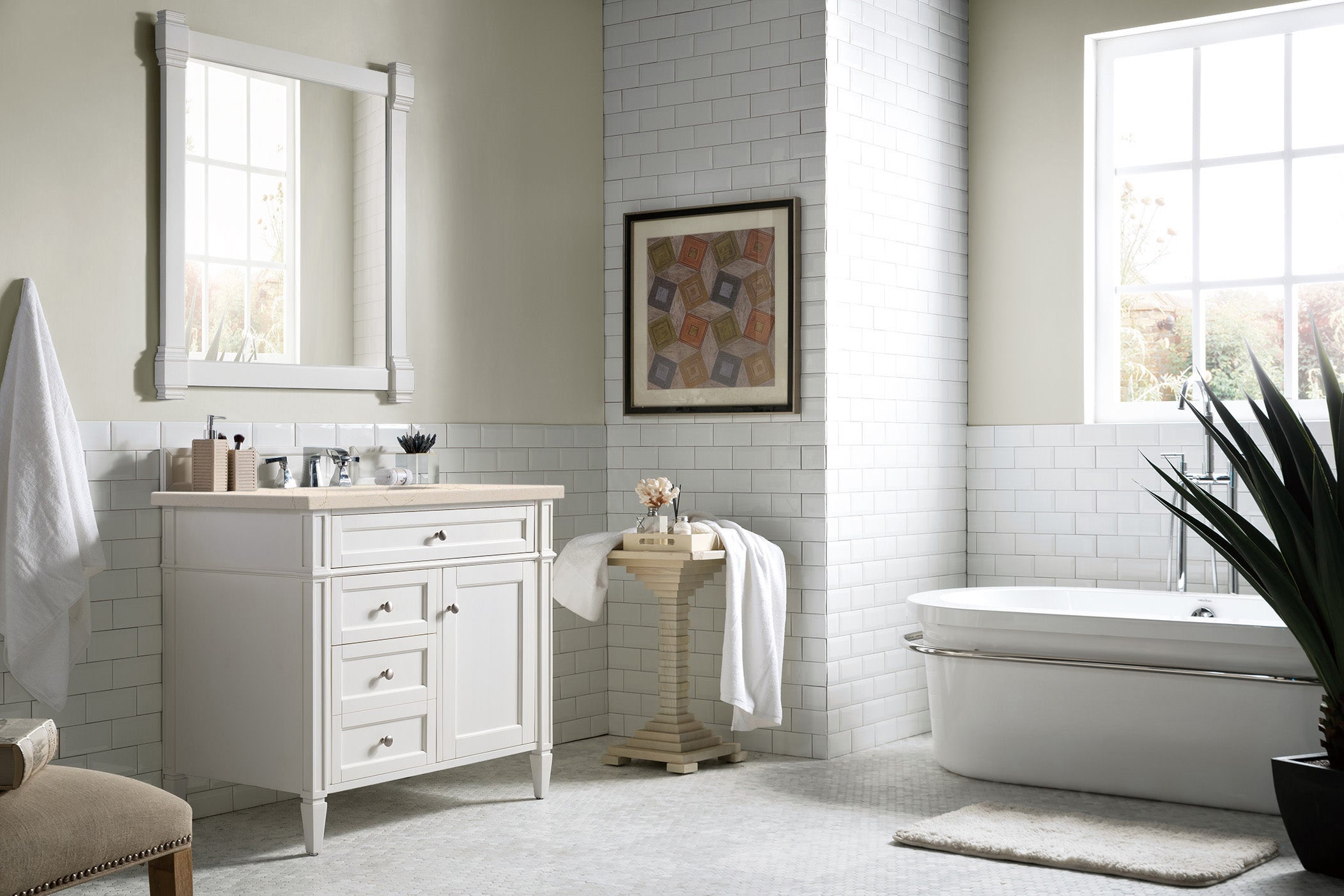James Martin Brittany 36" Single Vanity in Bright White with 3cm Countertop