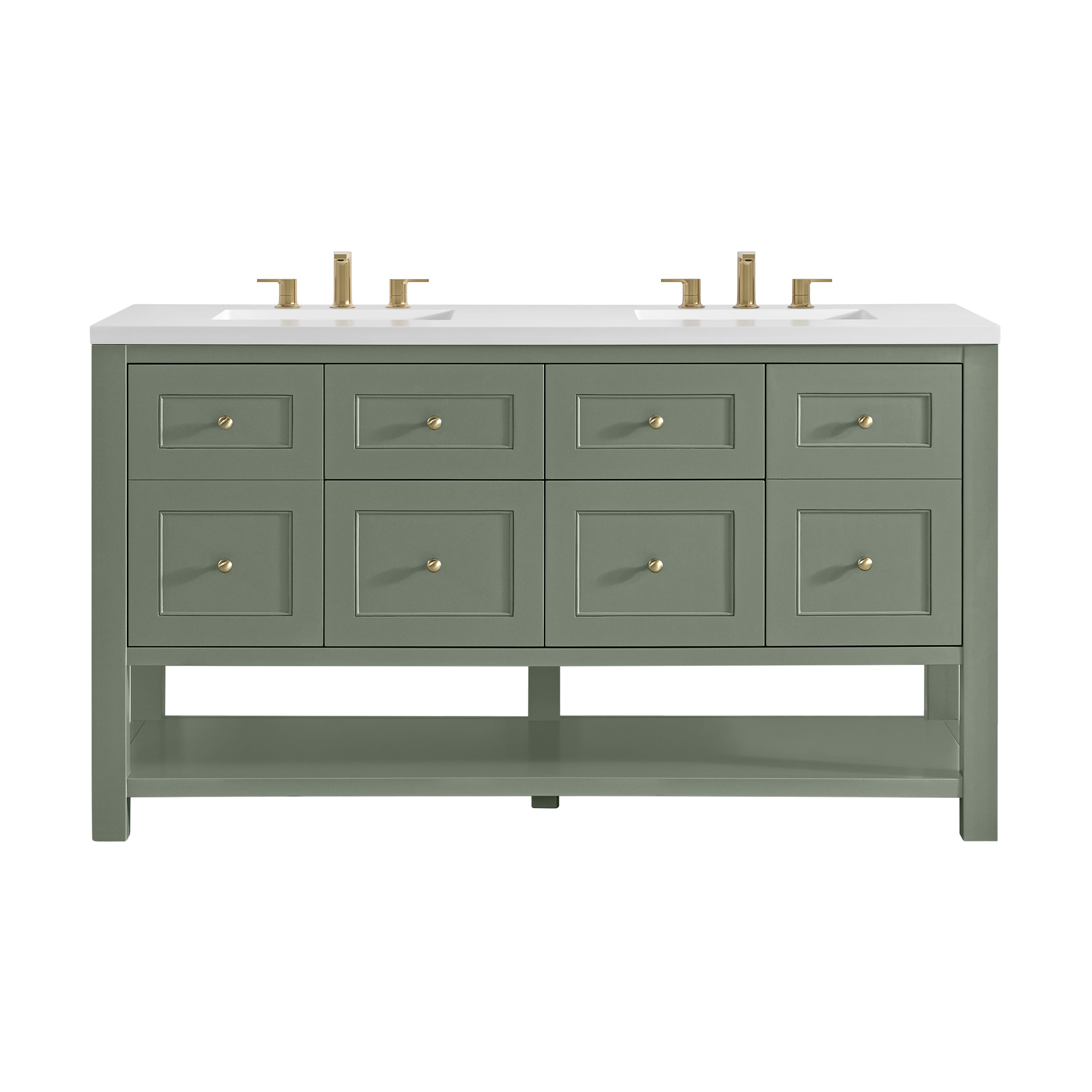 James Martin Breckenridge 60" Double Vanity in Smokey Celadon with 3cm Countertop
