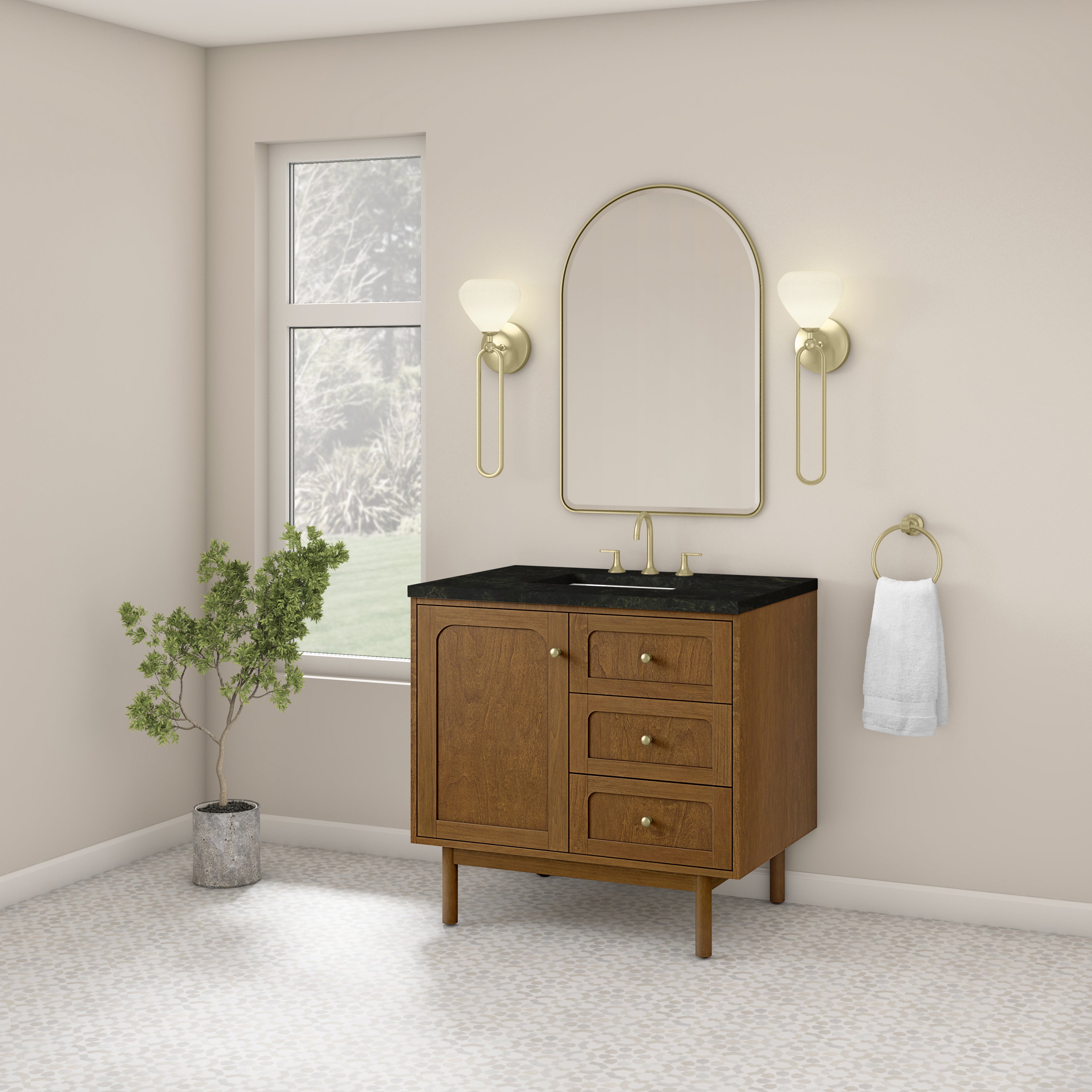 James Martin Laurent 36" Single Vanity in Honey Oak with 3cm Countertop