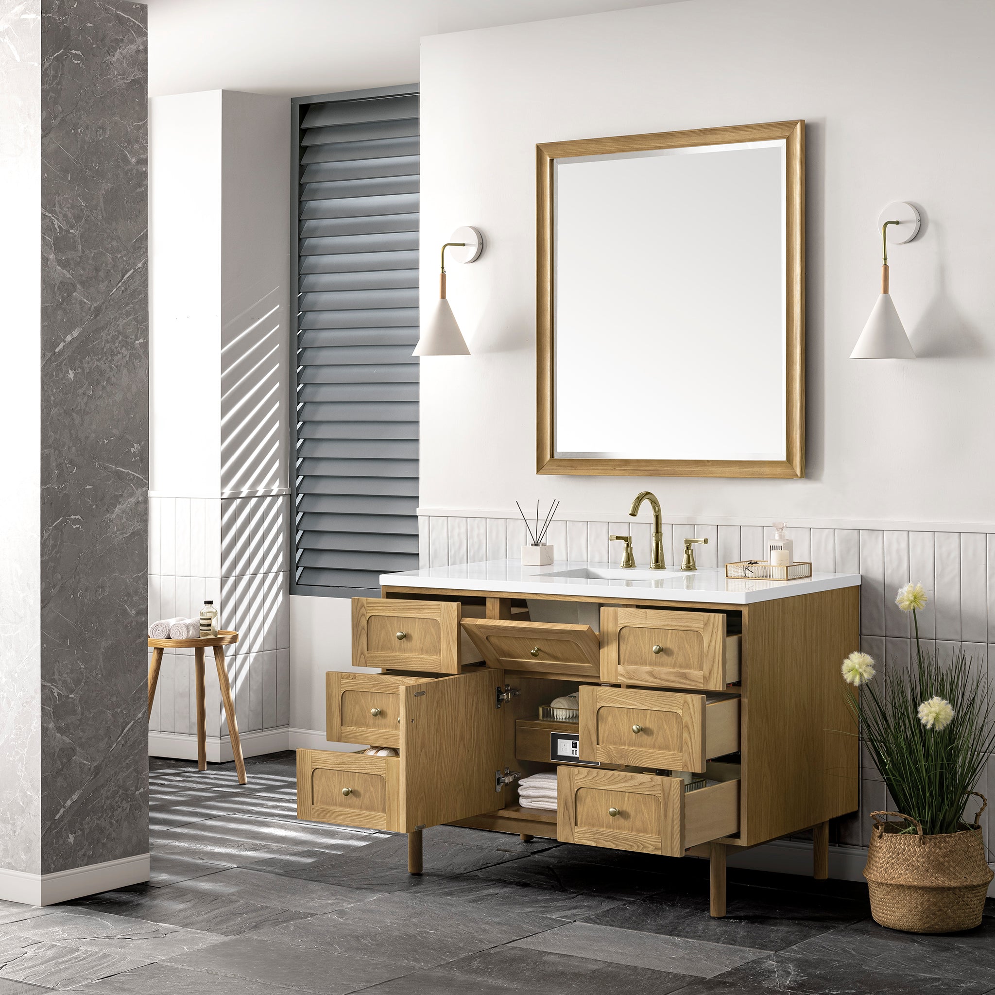 James Martin Laurent 48" Single Vanity in Light Natural Oak with 3cm Countertop