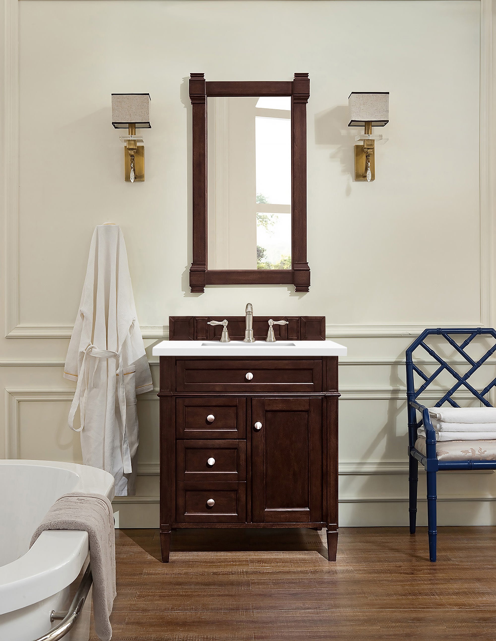 James Martin Brittany 30" Single Vanity in Burnished Mahogany with 3cm Countertop