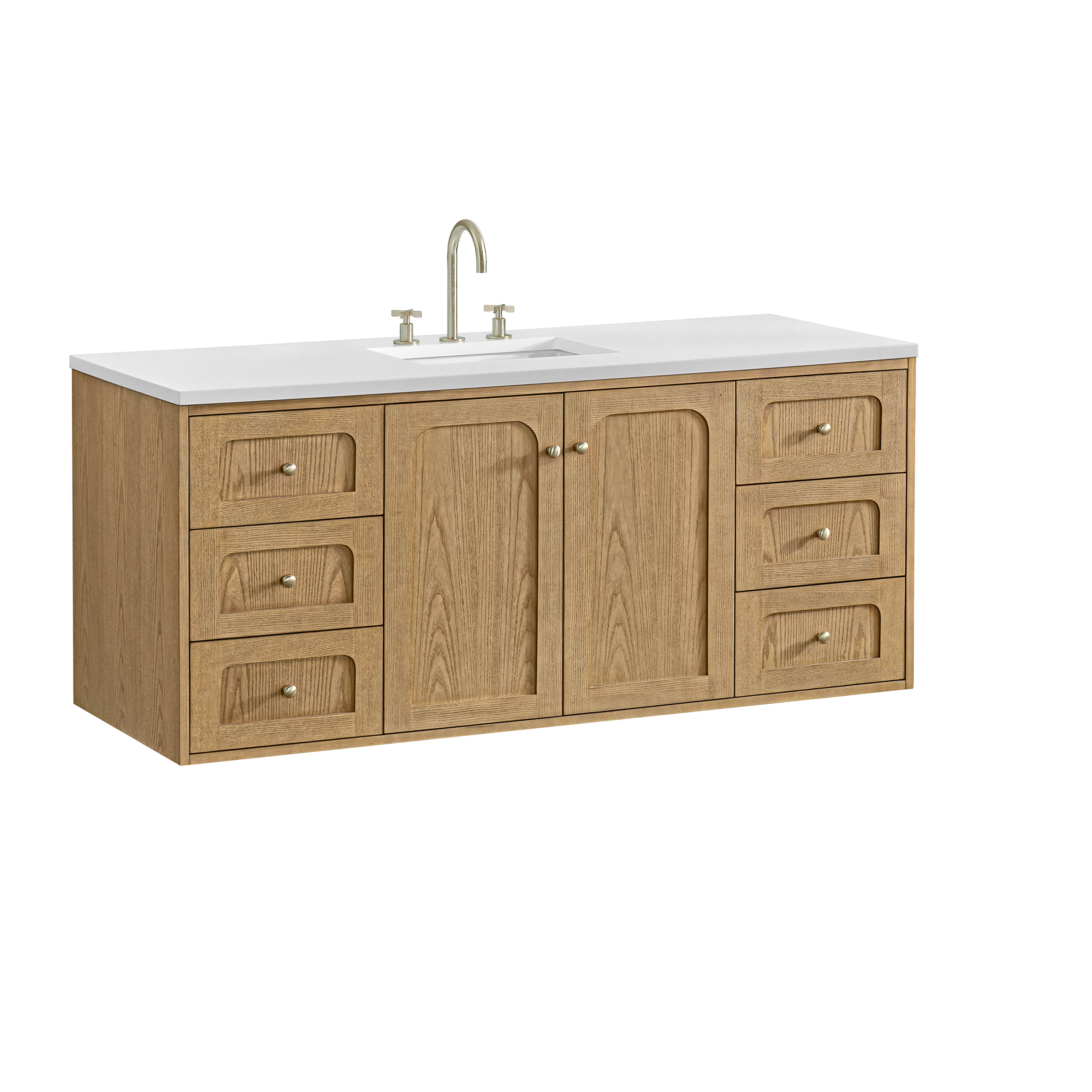 James Martin Laurent 60" Single Vanity in Light Natural Oak with 3cm Countertop