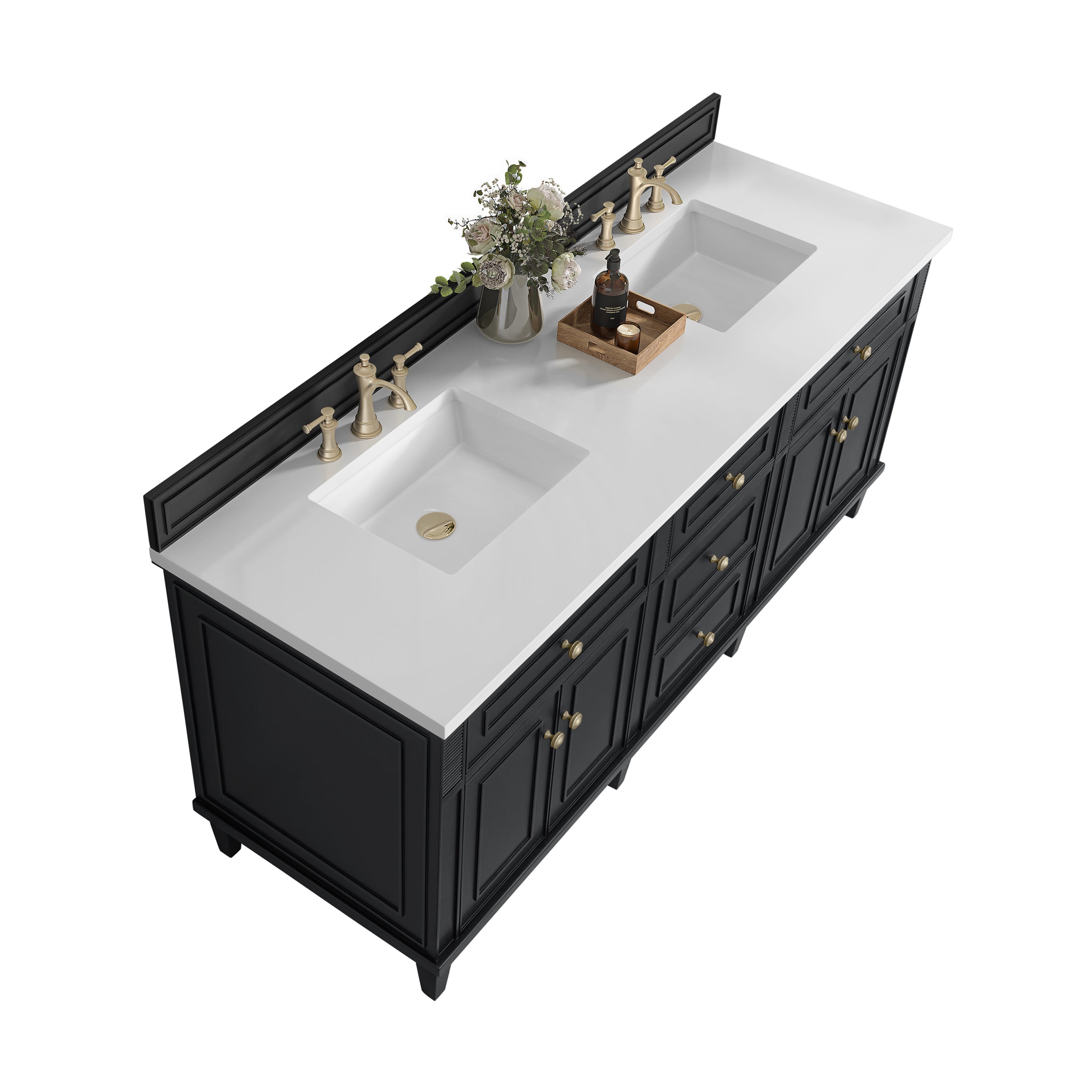 James Martin Lorelai 72" Double Vanity in Black Onyx with 3cm Countertop