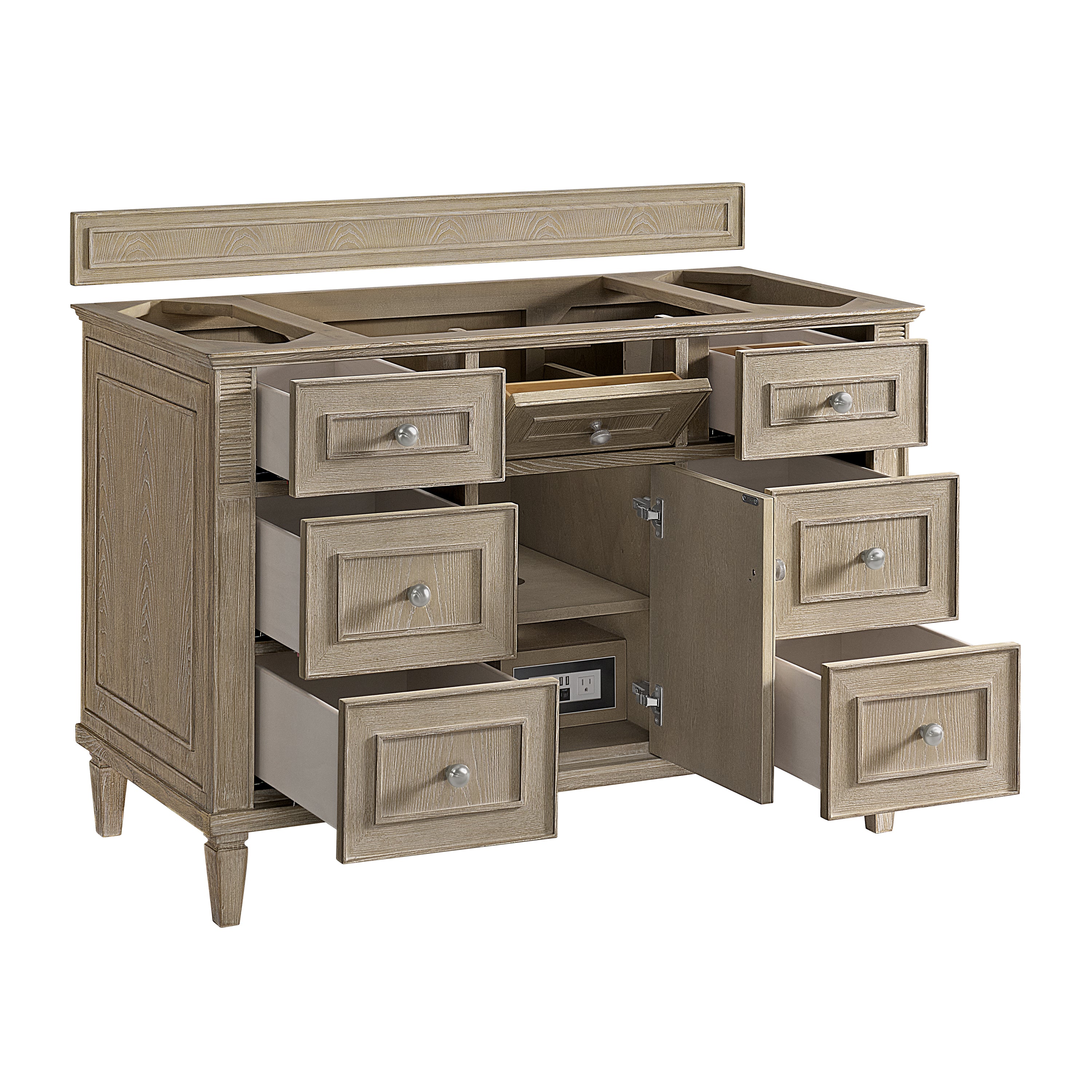James Martin Lorelai 48" Single Vanity in Whitewashed Oak with 3cm Countertop and FreePower Wireless Charger